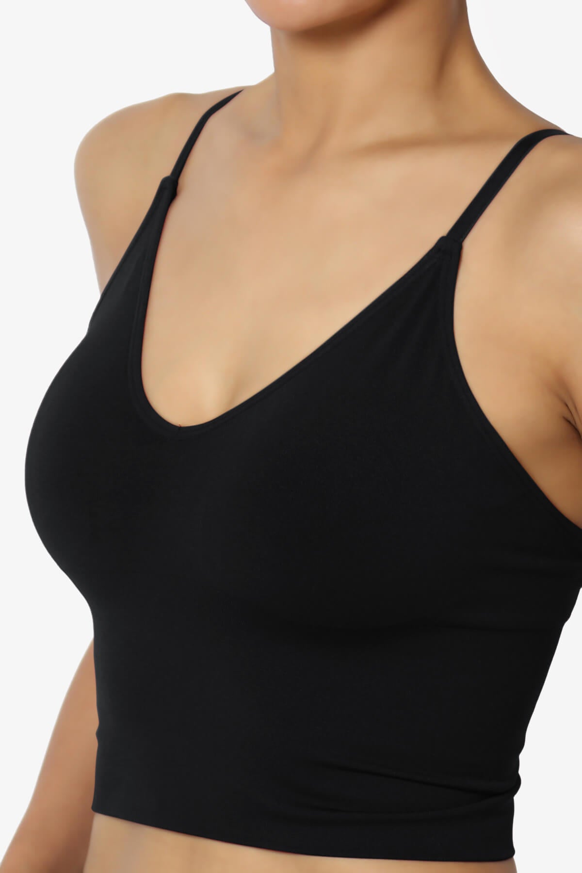 Melena Cross Back Triangle V-Neck Crop Cami BLACK_5