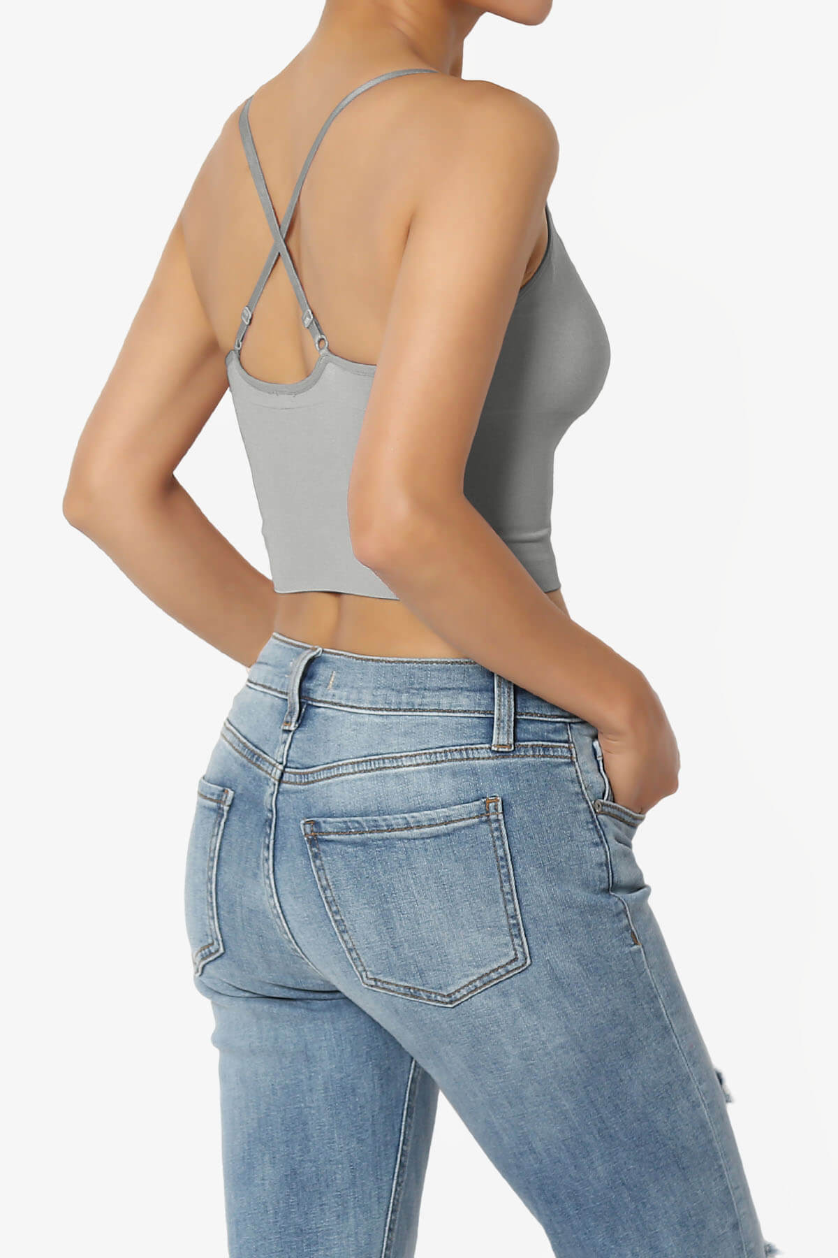 Melena Cross Back Triangle V-Neck Crop Cami LIGHT GREY_4