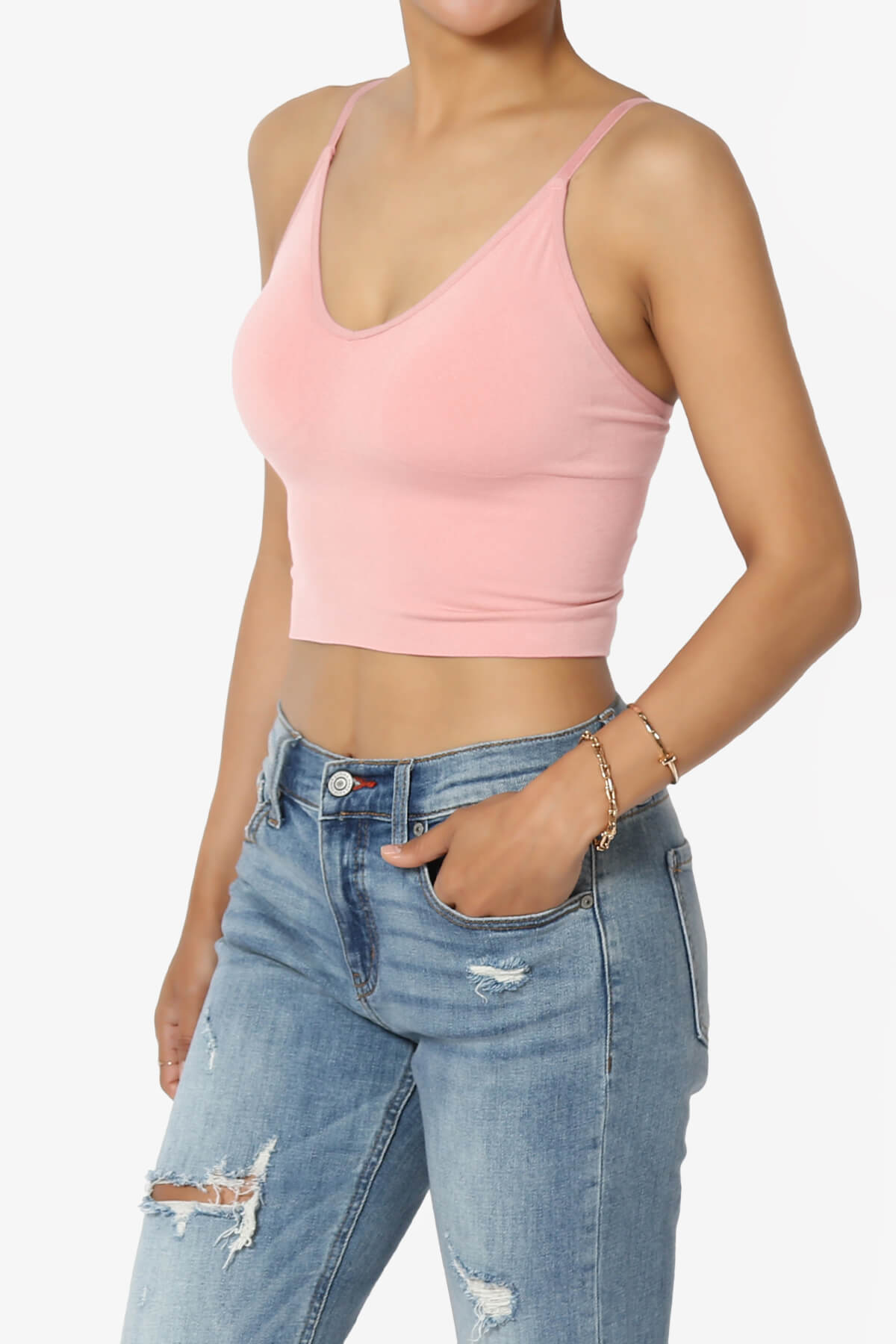 Melena Cross Back Triangle V-Neck Crop Cami LIGHT PINK_3