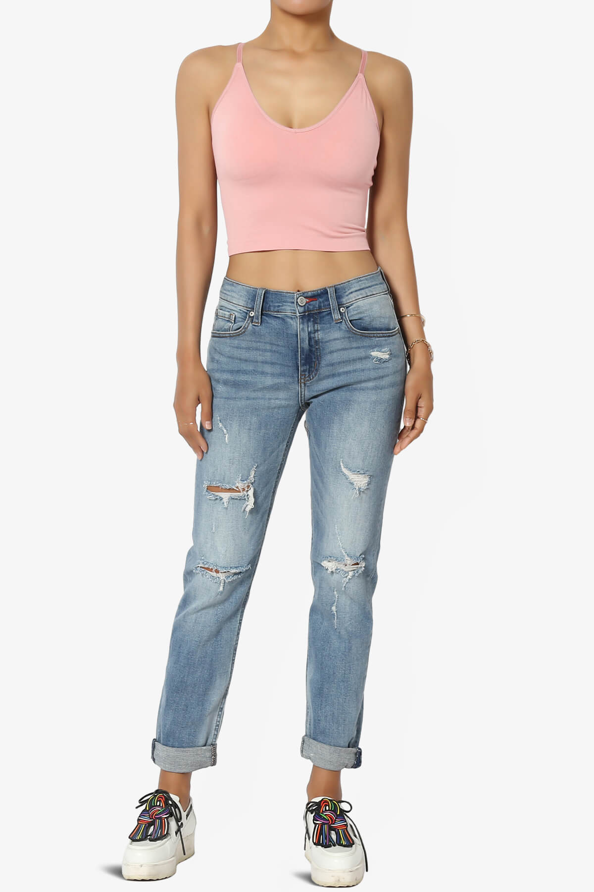 Melena Cross Back Triangle V-Neck Crop Cami LIGHT PINK_6