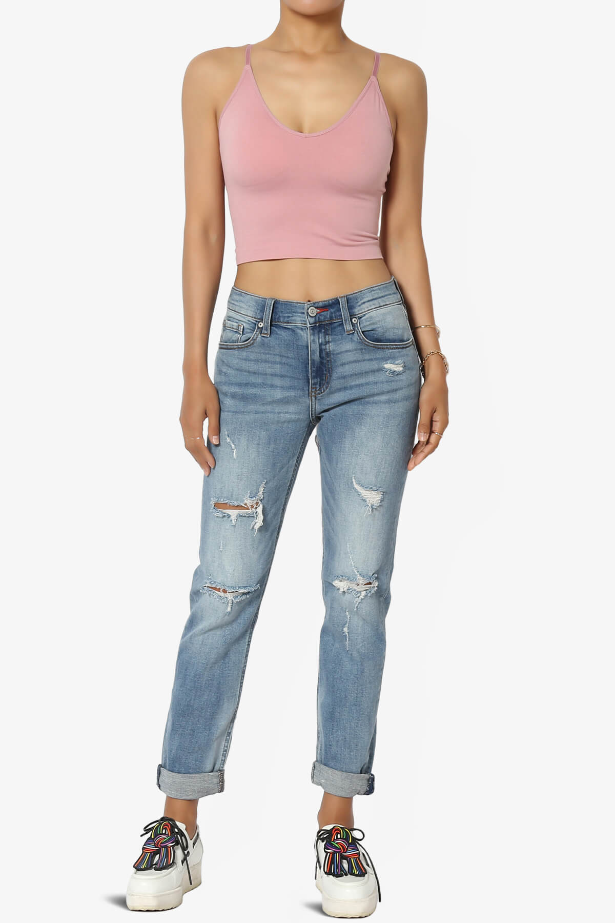 Melena Cross Back Triangle V-Neck Crop Cami MAUVE_6