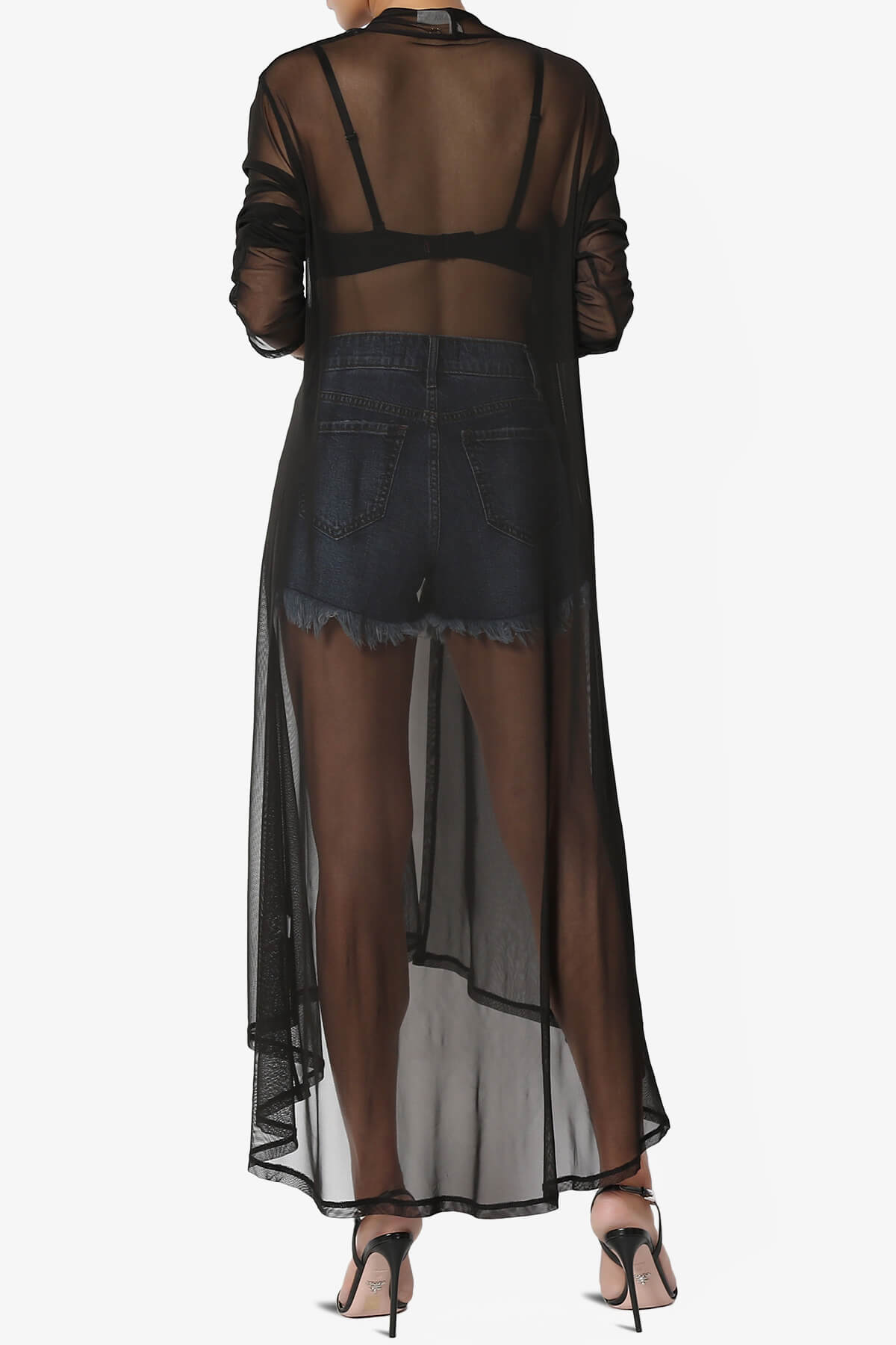 Moxxi Sheer Mesh Open Cardigan Duster BLACK_2