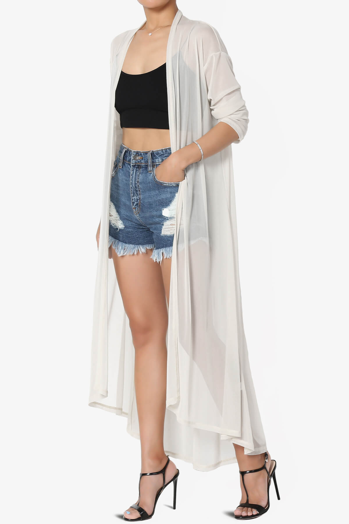 Moxxi Sheer Mesh Open Cardigan Duster BONE_3