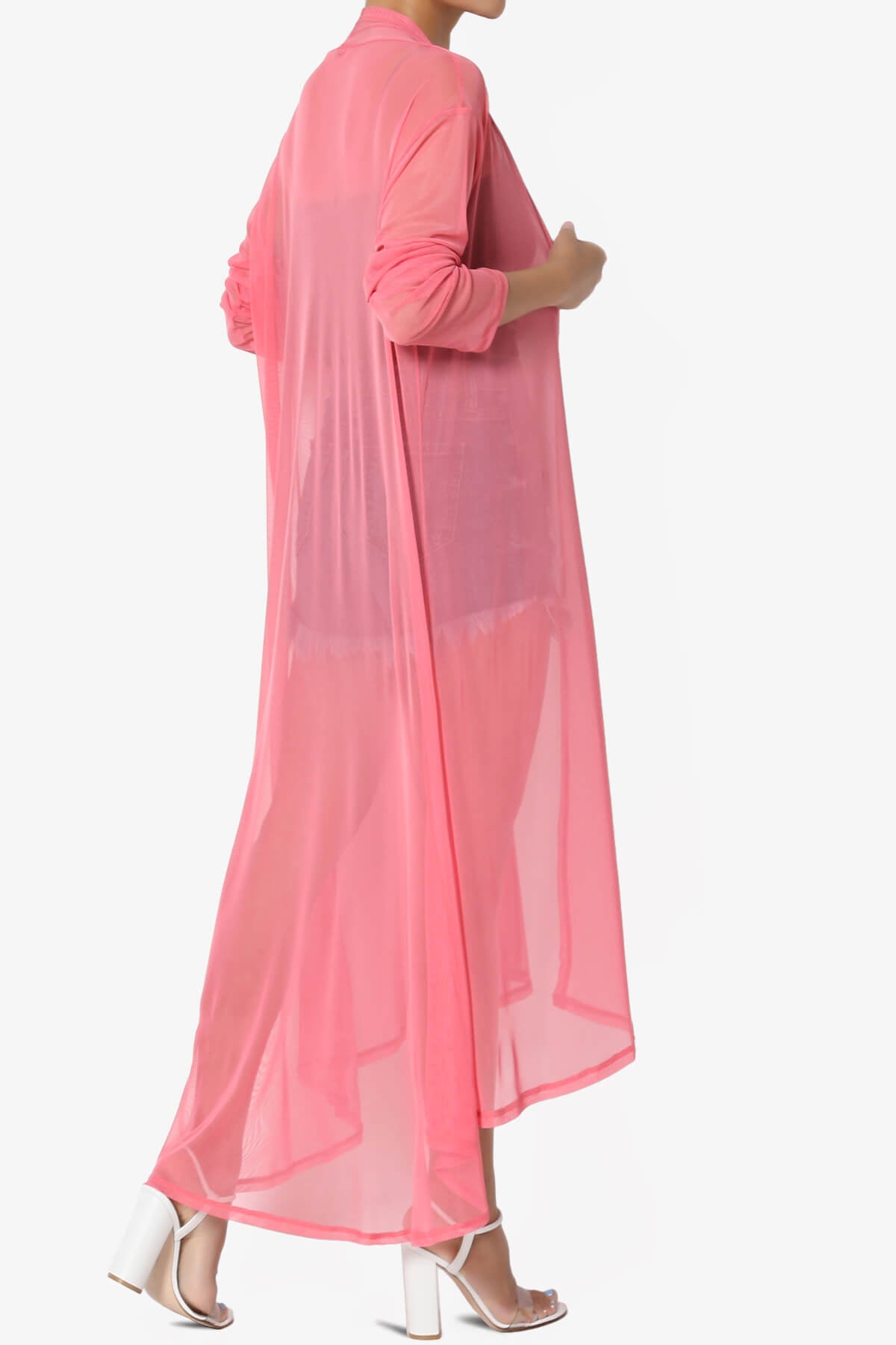 Moxxi Sheer Mesh Open Cardigan Duster DESERT ROSE_4