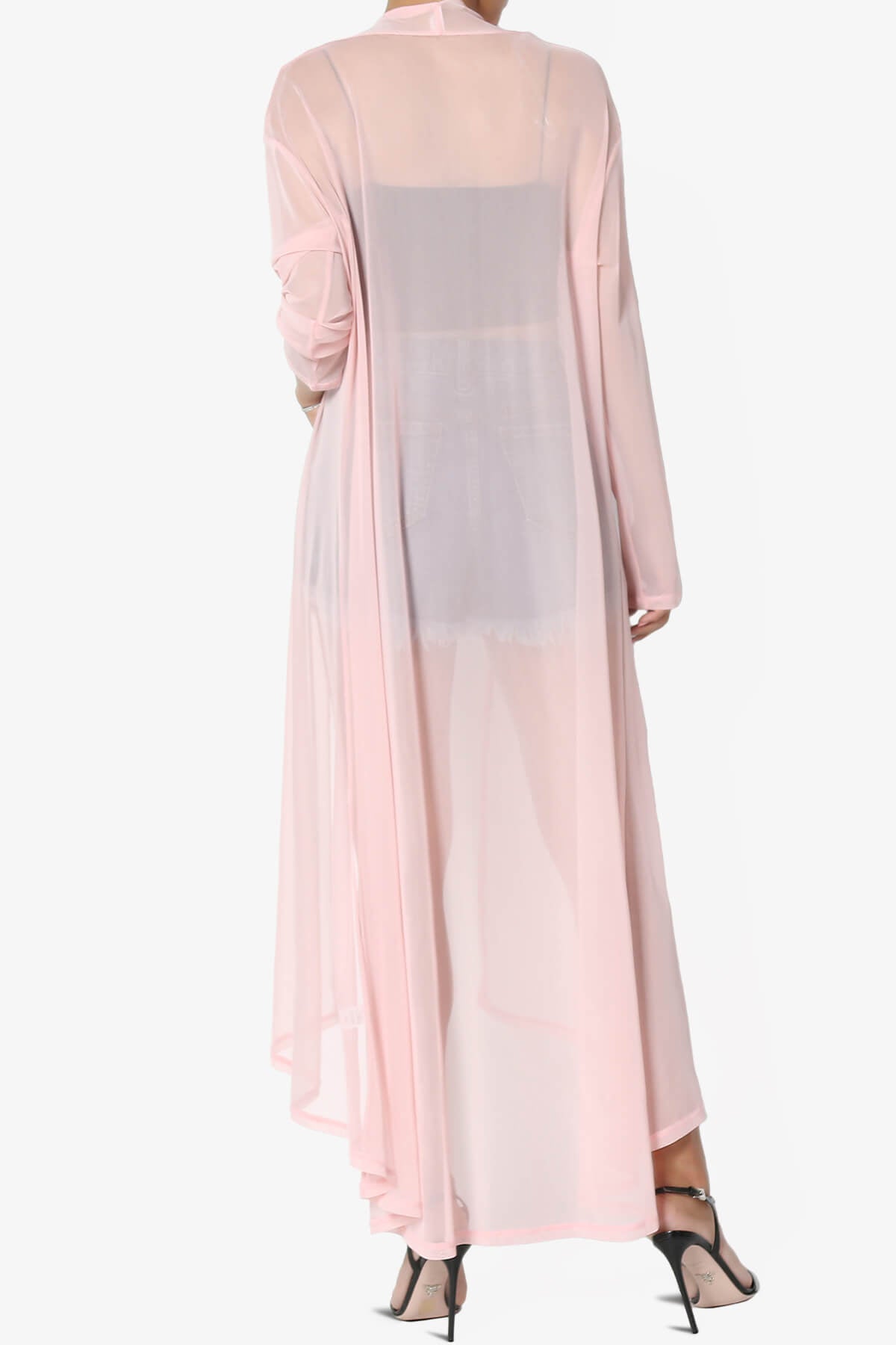 Moxxi Sheer Mesh Open Cardigan Duster DUSTY PINK_2