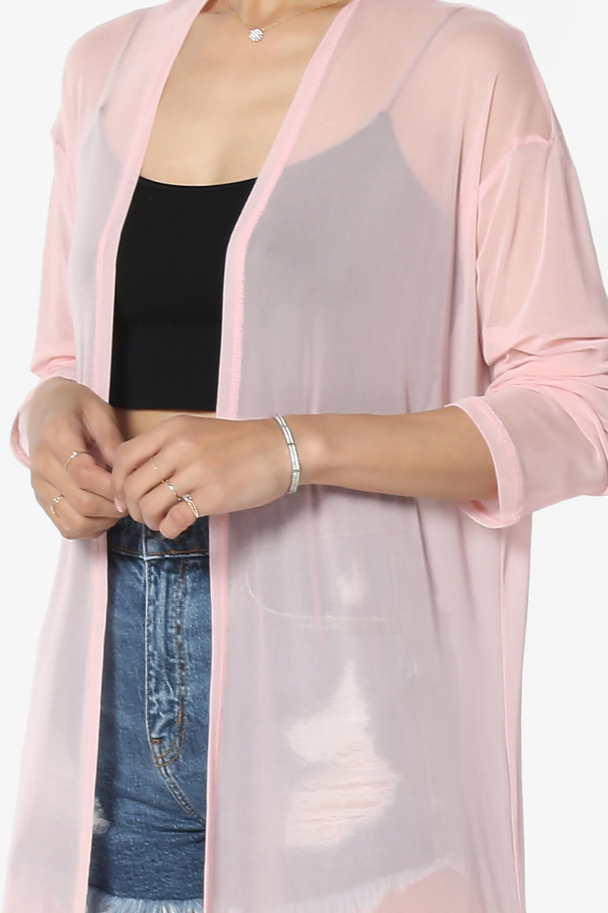 Moxxi Sheer Mesh Open Cardigan Duster DUSTY PINK_5