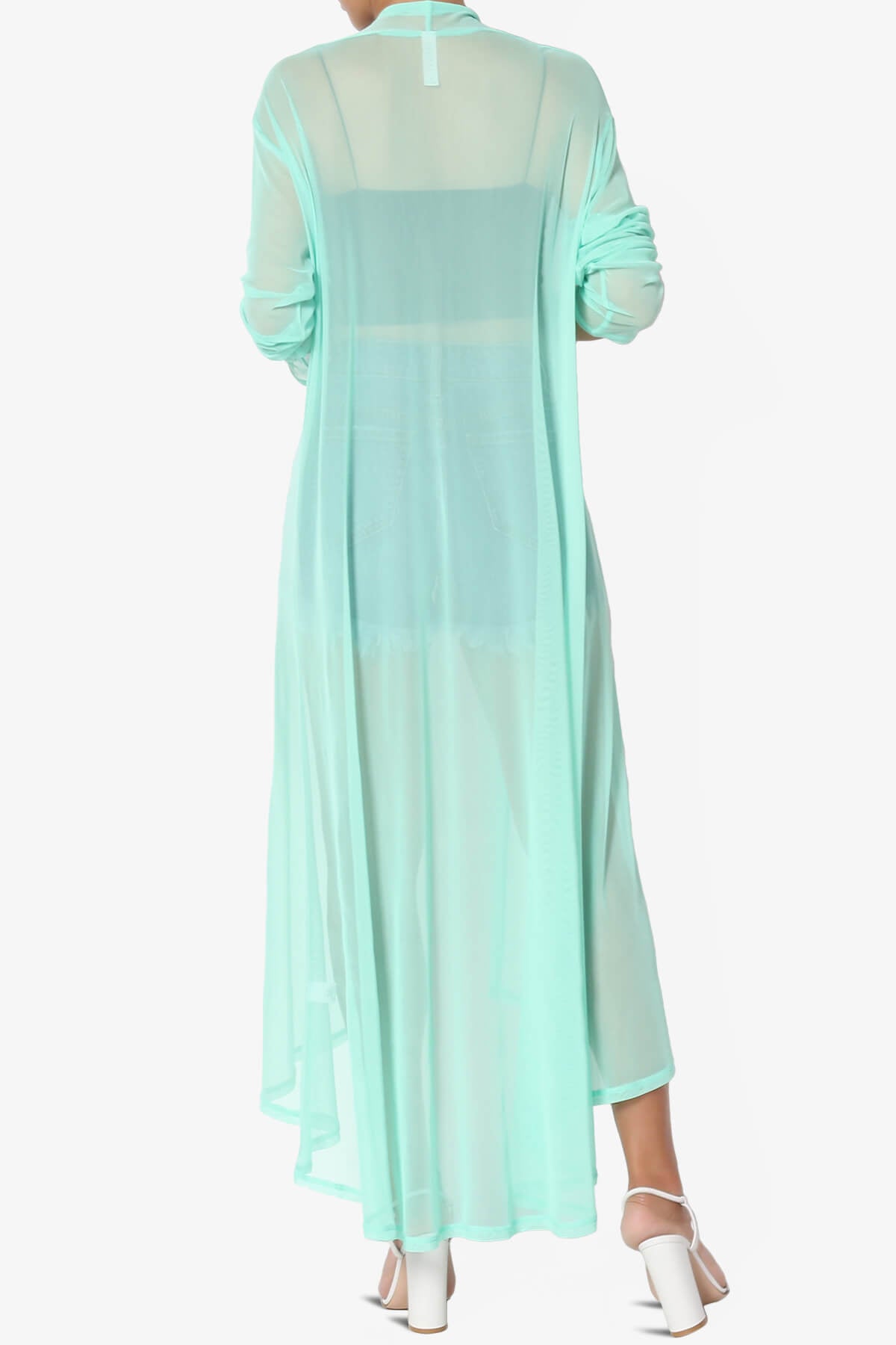 Moxxi Sheer Mesh Open Cardigan Duster GREEN MINT_2