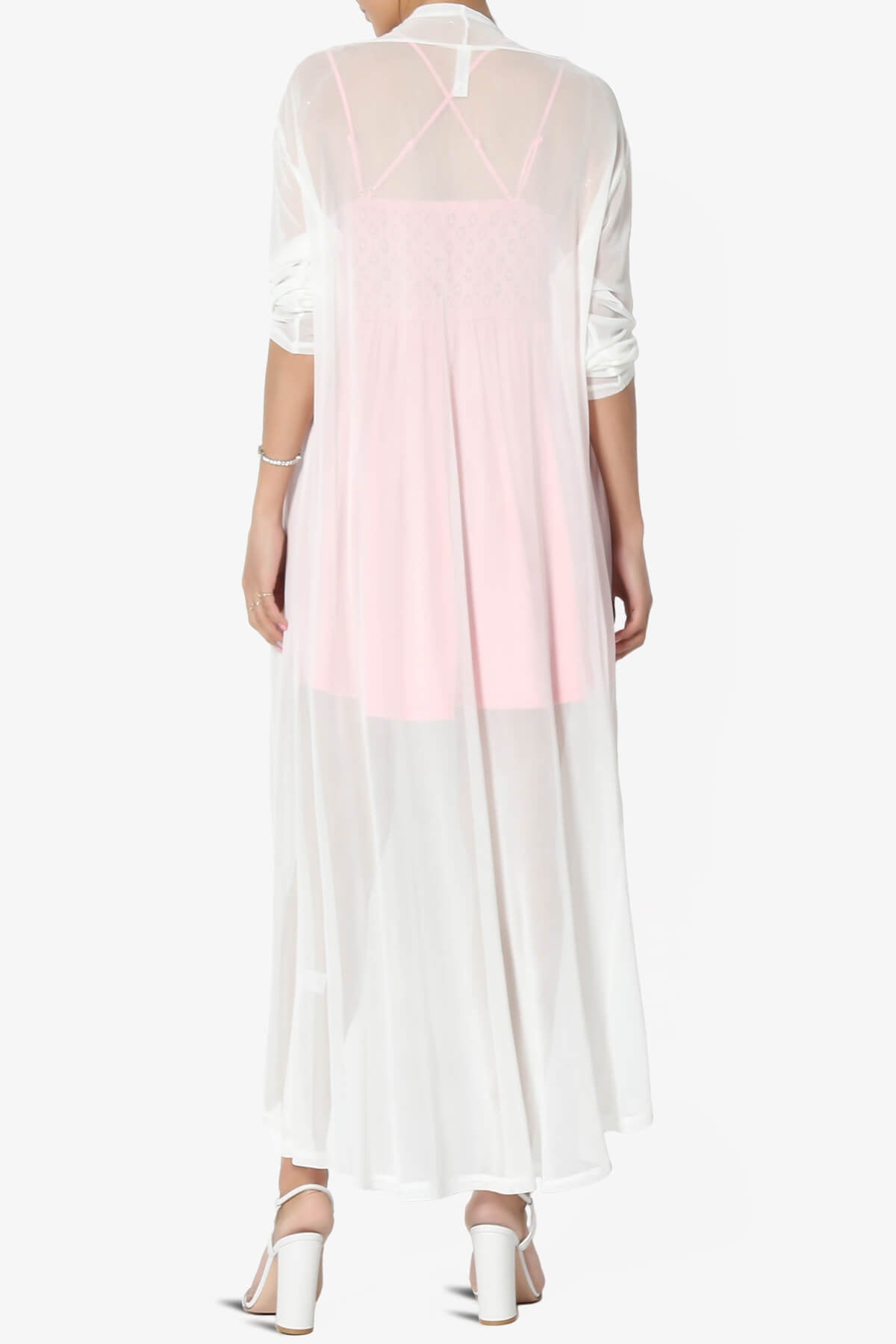 Moxxi Sheer Mesh Open Cardigan Duster IVORY_2