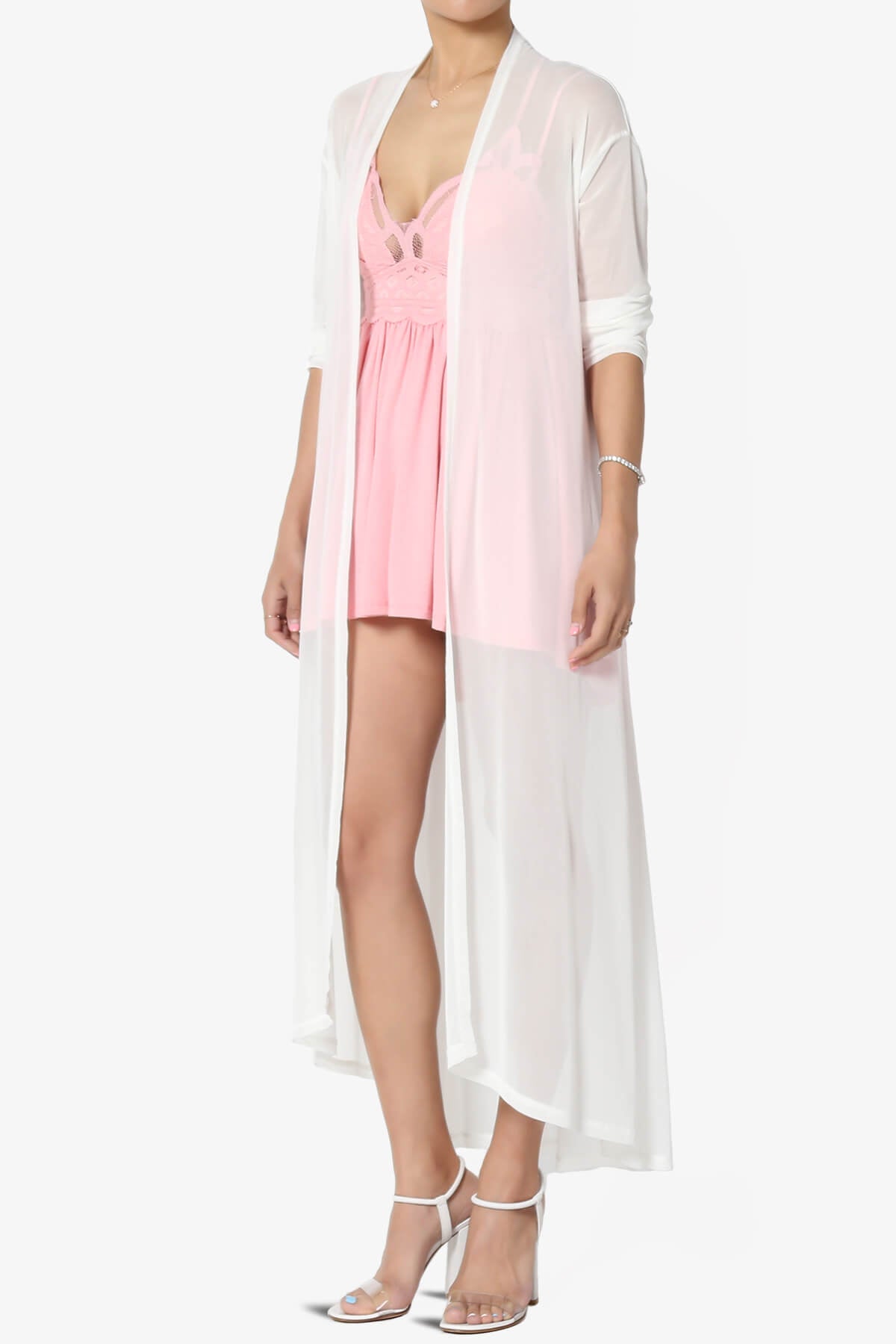 Moxxi Sheer Mesh Open Cardigan Duster IVORY_3