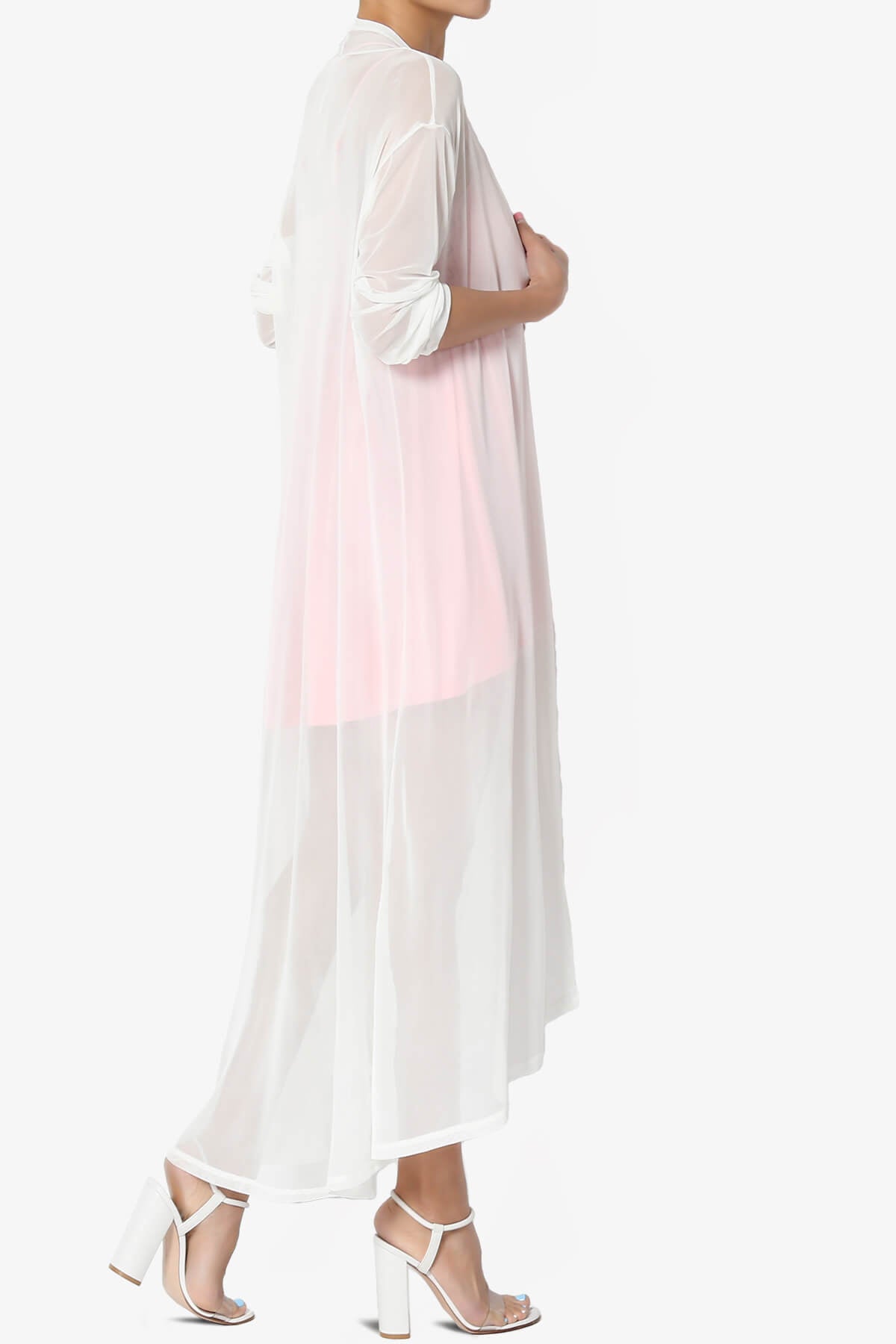 Moxxi Sheer Mesh Open Cardigan Duster IVORY_4