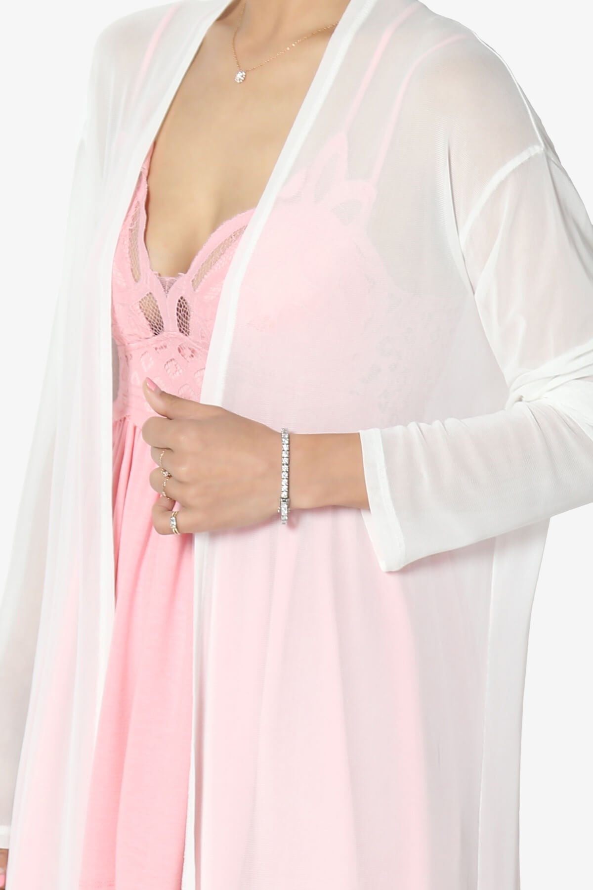 Moxxi Sheer Mesh Open Cardigan Duster IVORY_5