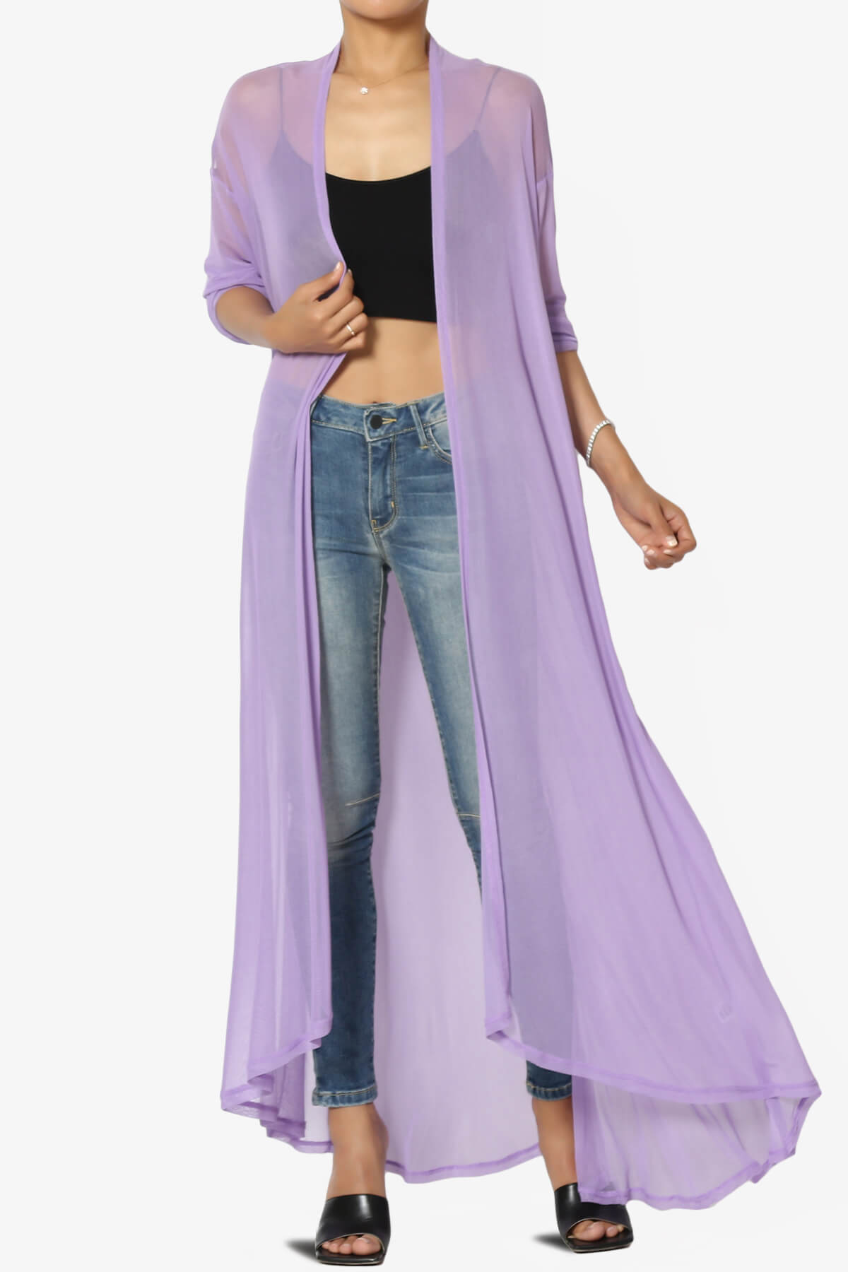 Moxxi Sheer Mesh Open Cardigan Duster LAVENDER_3