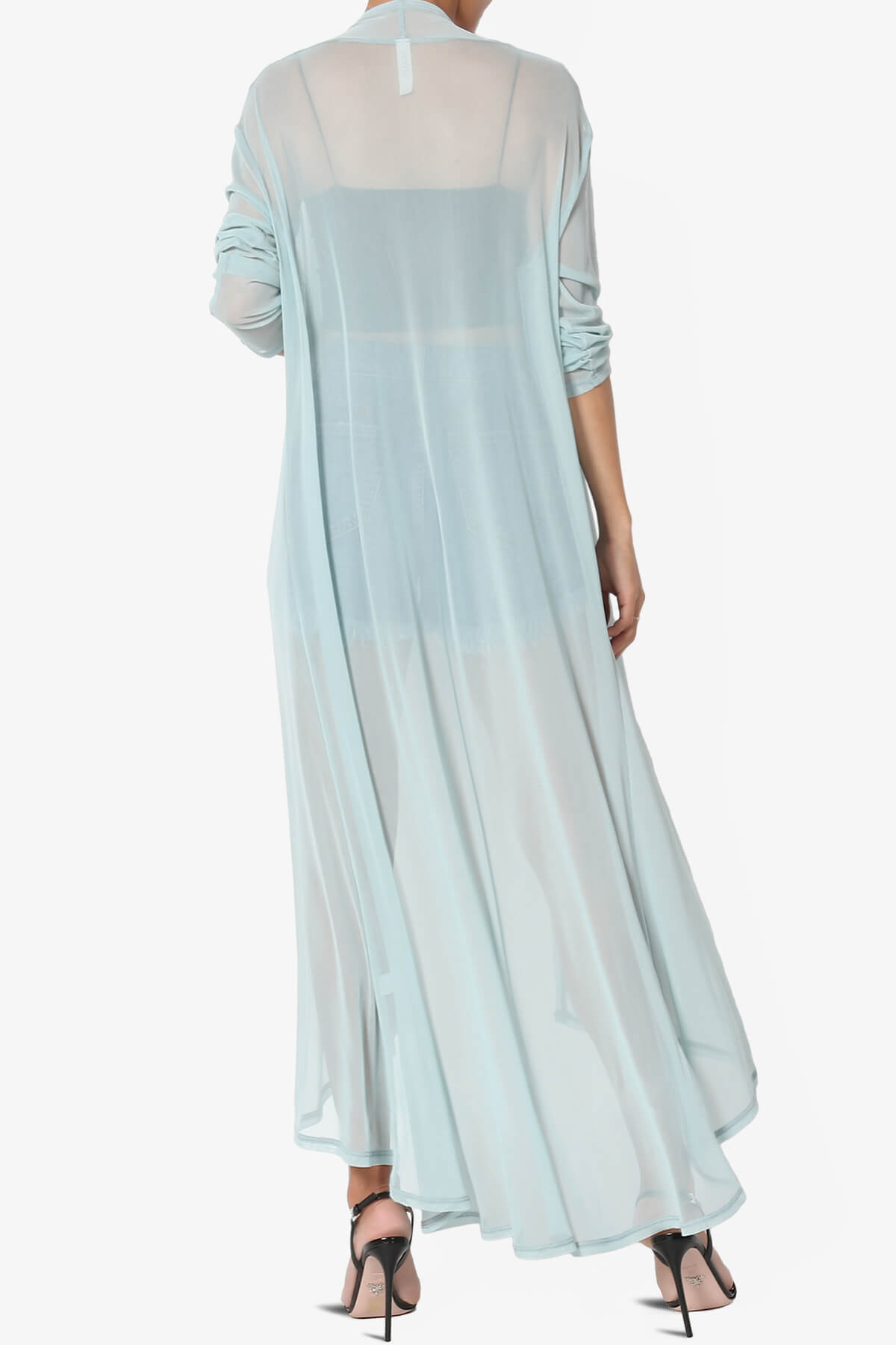 Moxxi Sheer Mesh Open Cardigan Duster LIGHT GREEN_2