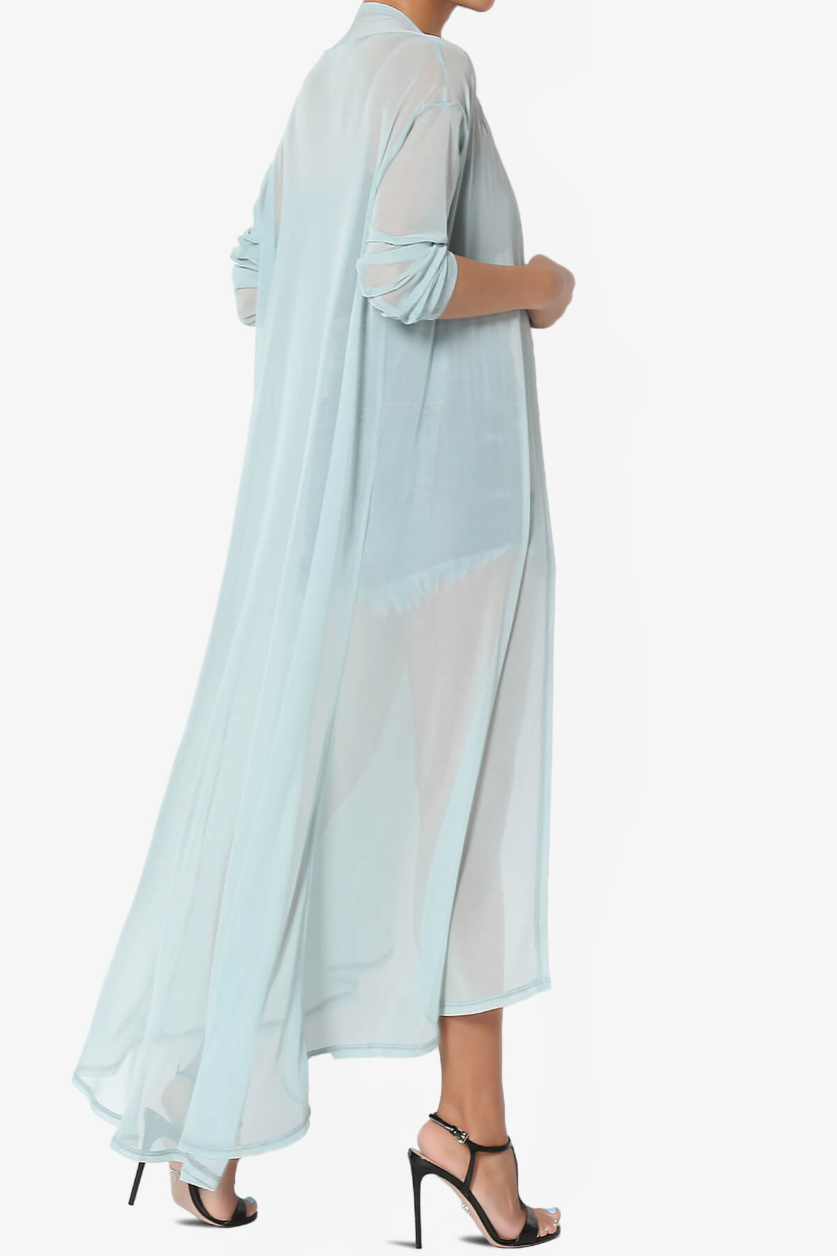 Moxxi Sheer Mesh Open Cardigan Duster LIGHT GREEN_4