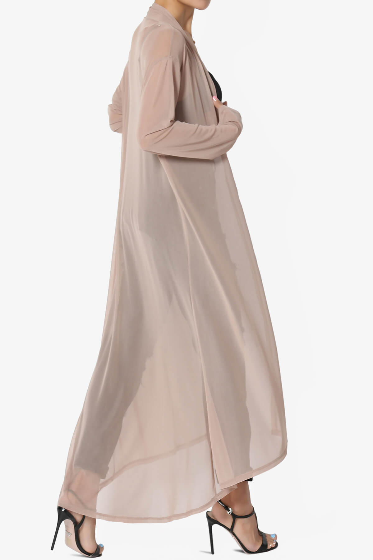 Moxxi Sheer Mesh Open Cardigan Duster LIGHT MOCHA_4
