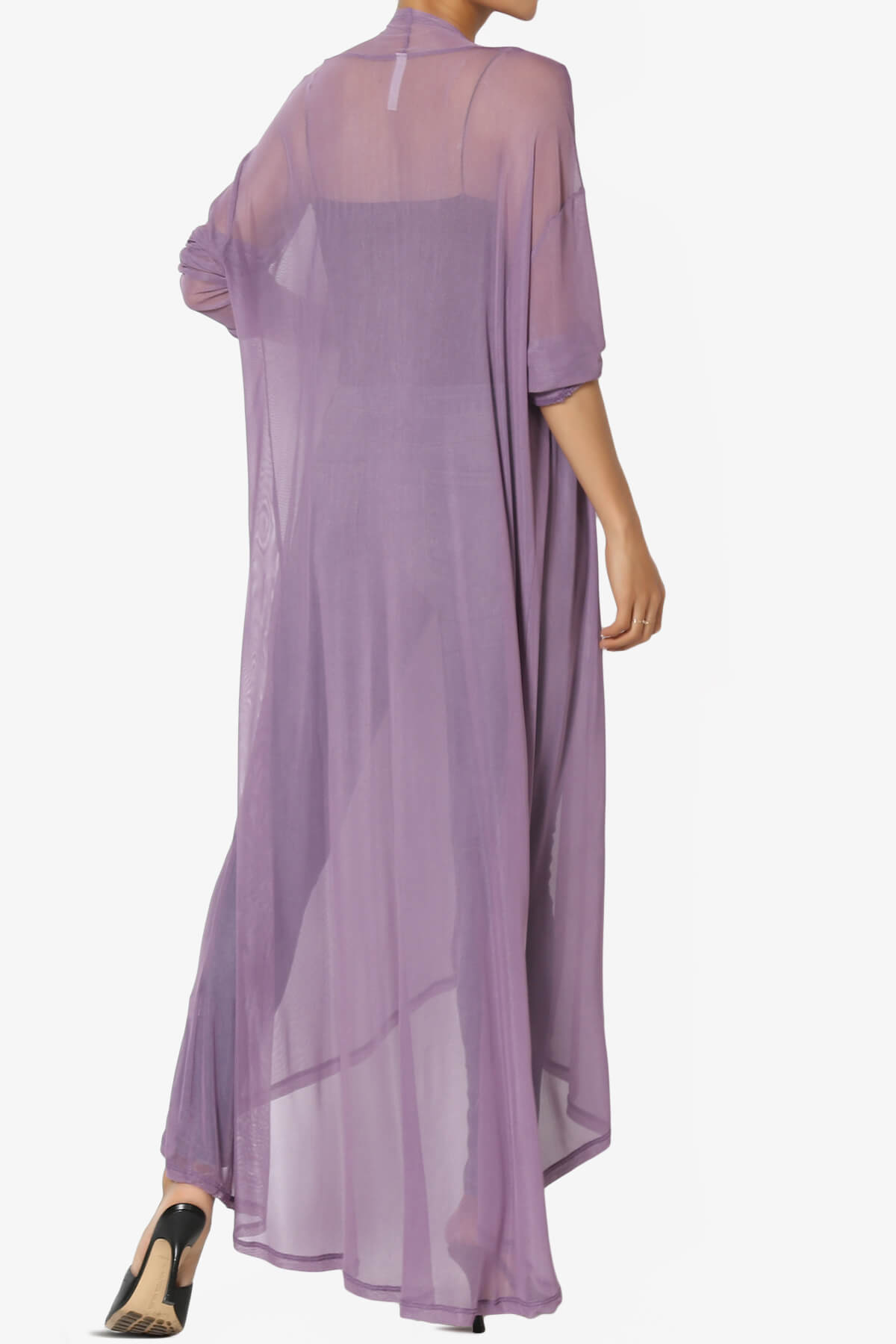 Moxxi Sheer Mesh Open Cardigan Duster LILAC GREY_2