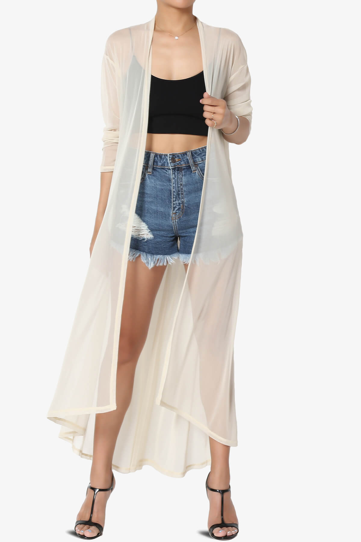 Moxxi Sheer Mesh Open Cardigan Duster TAUPE_1