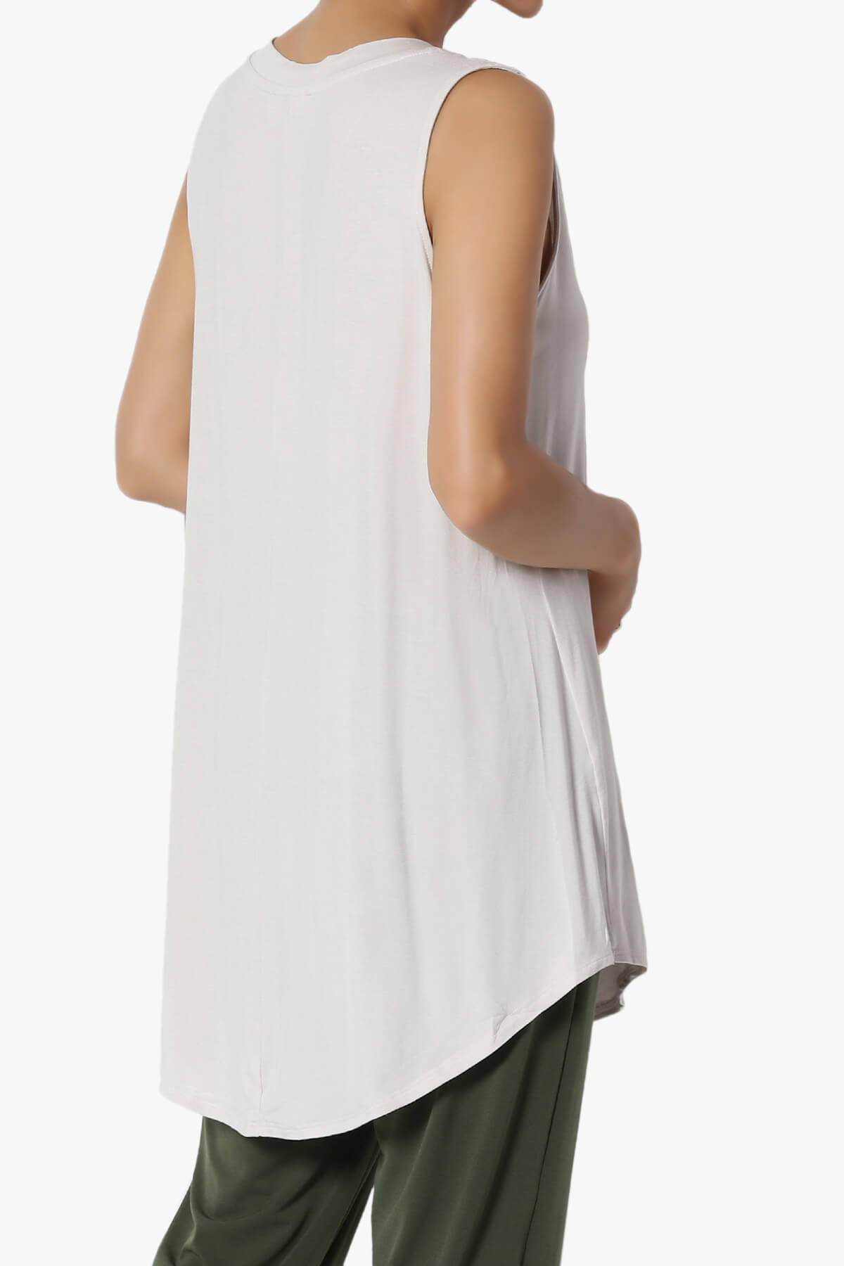 Myles Sleeveless V-Neck Luxe Jersey Top BONE_4