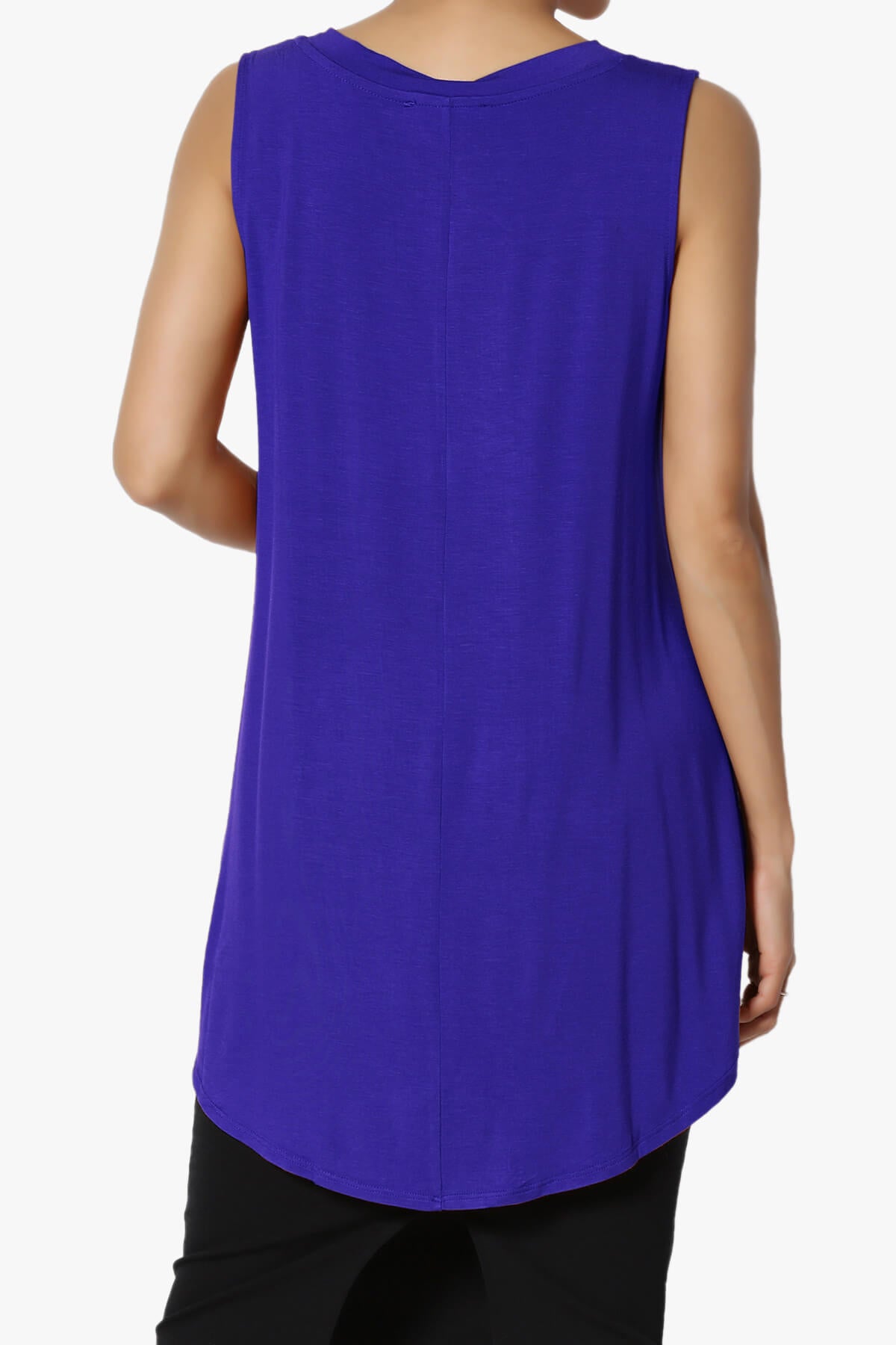 Myles Sleeveless V-Neck Luxe Jersey Top BRIGHT BLUE_2