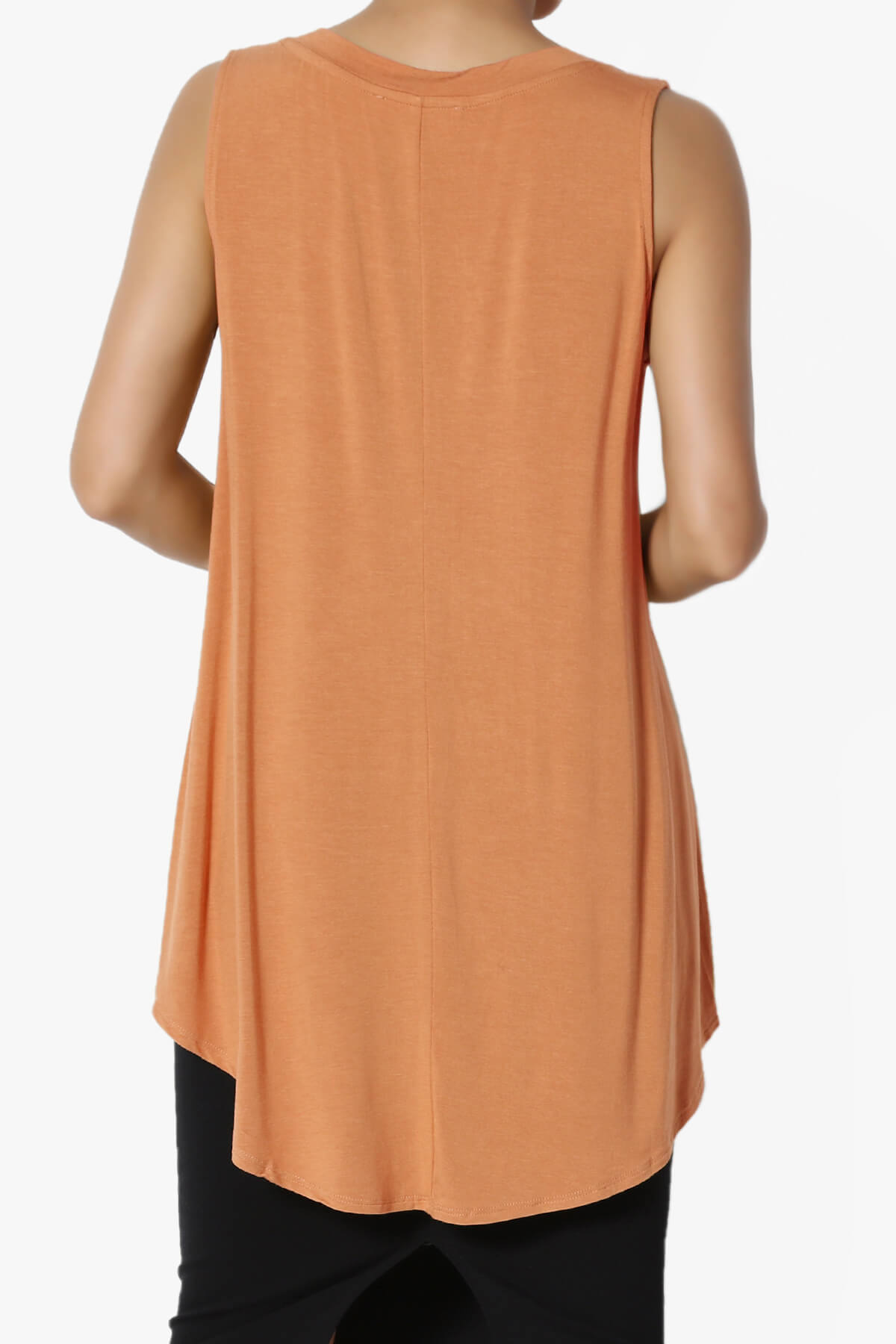 Myles Sleeveless V-Neck Luxe Jersey Top BUTTER ORANGE_2