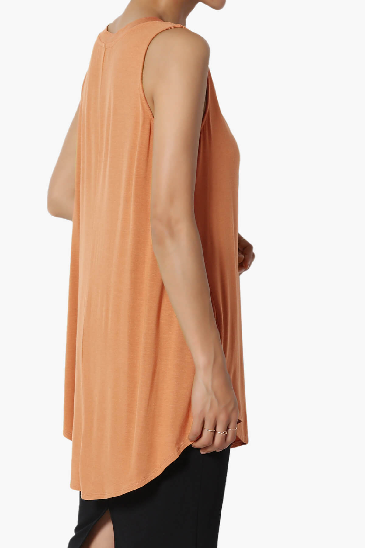 Myles Sleeveless V-Neck Luxe Jersey Top BUTTER ORANGE_4
