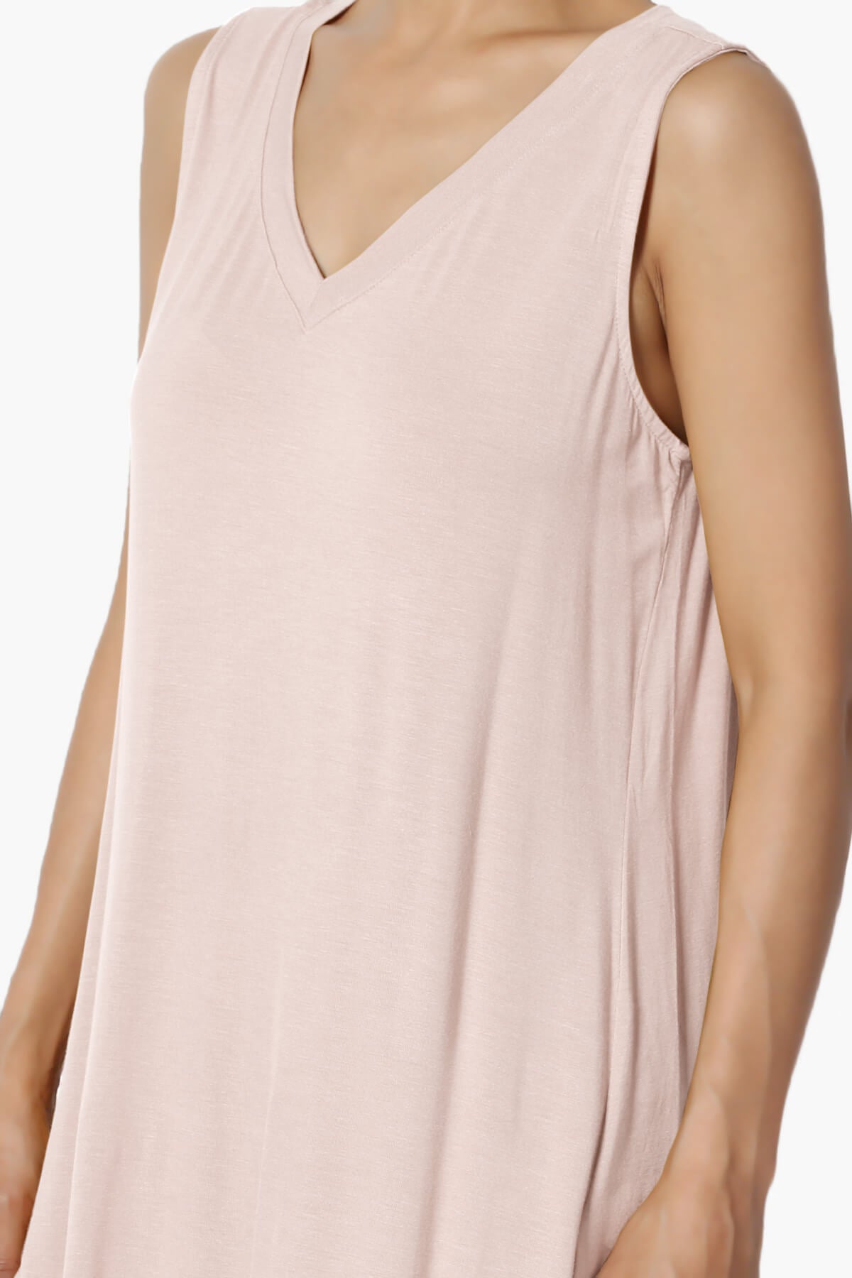 Myles Sleeveless V-Neck Luxe Jersey Top DUSTY BLUSH_5