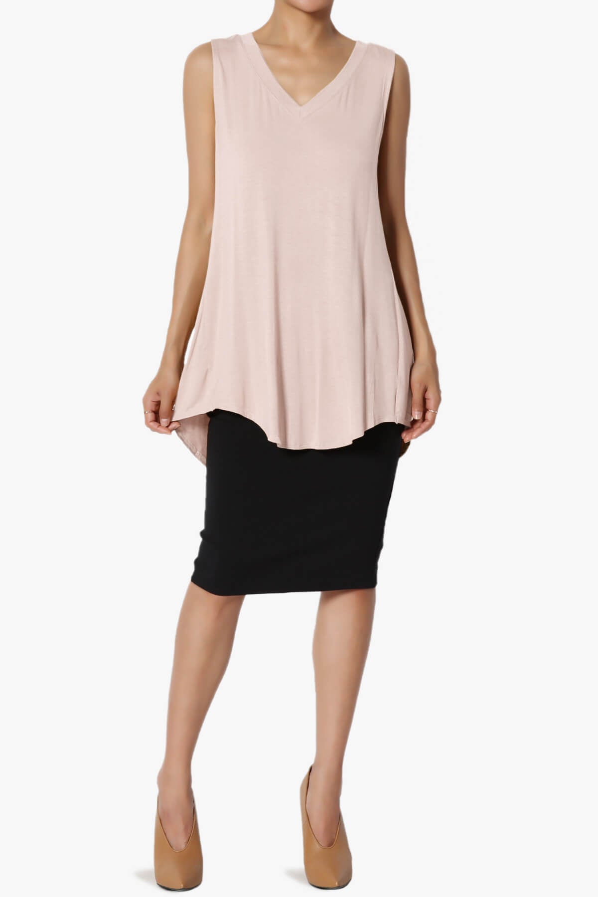 Myles Sleeveless V-Neck Luxe Jersey Top DUSTY BLUSH_6