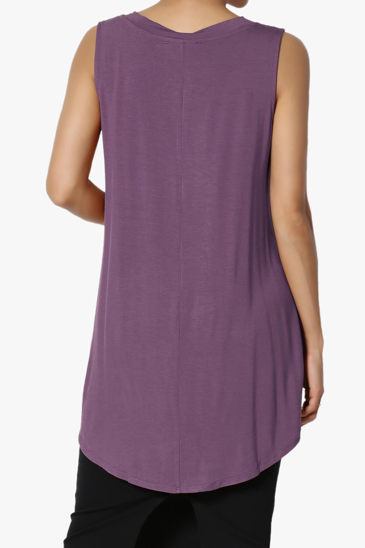 Myles Sleeveless V-Neck Luxe Jersey Top DUSTY PLUM_2