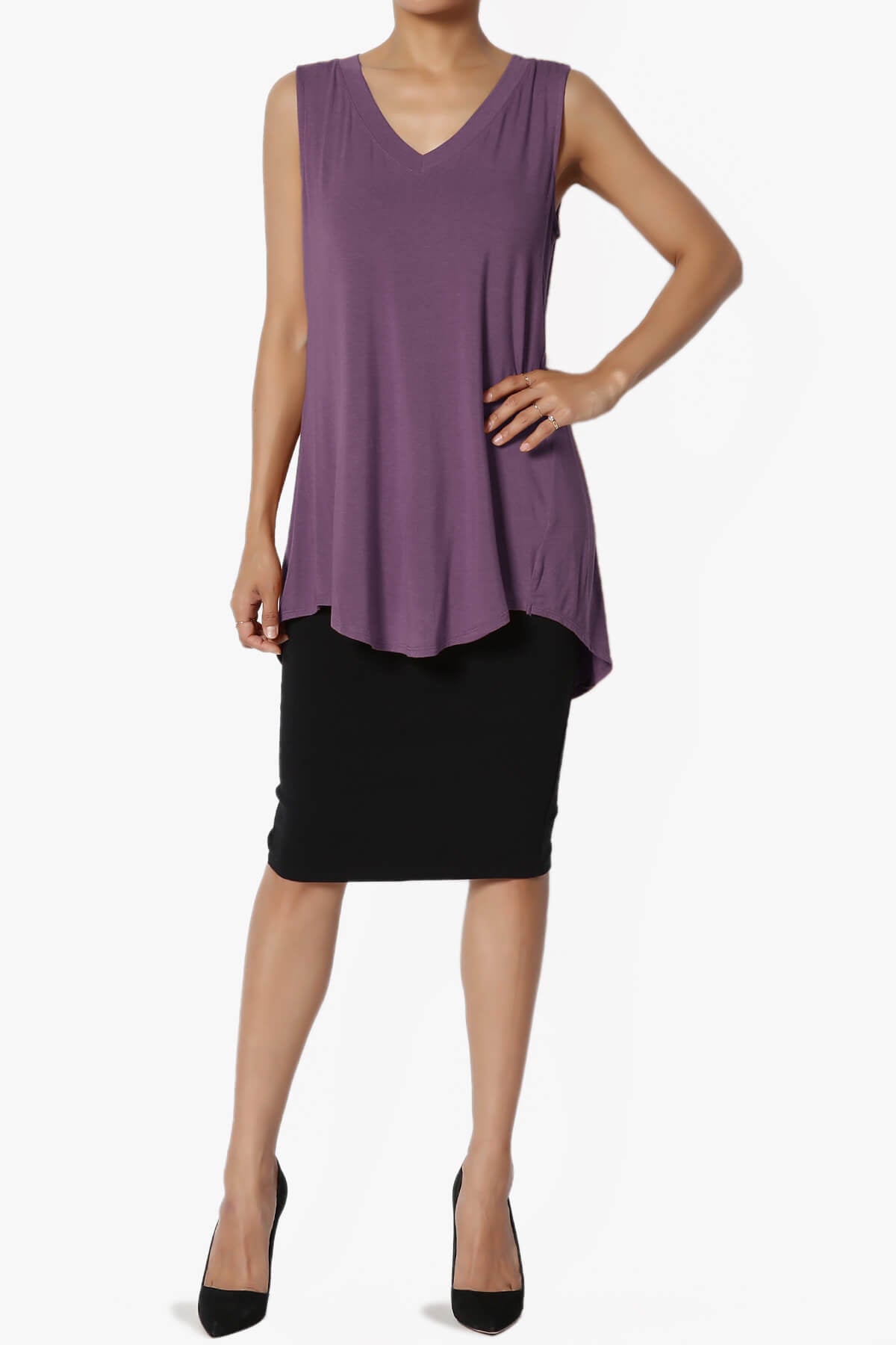 Myles Sleeveless V-Neck Luxe Jersey Top DUSTY PLUM_6