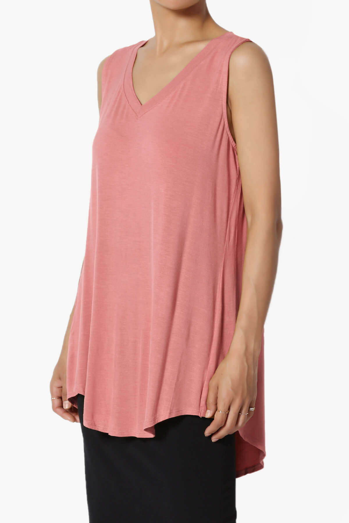 Myles Sleeveless V-Neck Luxe Jersey Top DUSTY ROSE_3