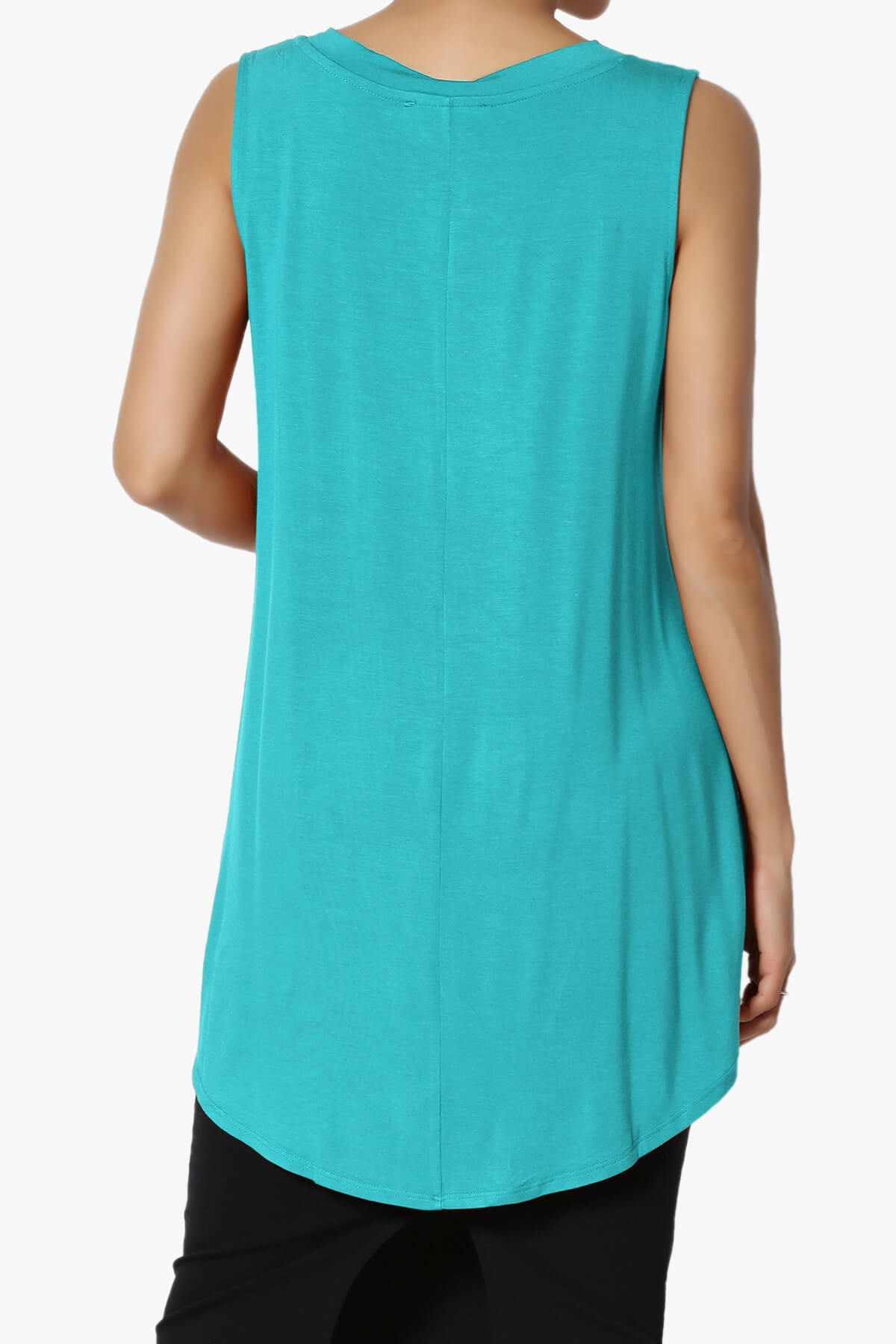 Myles Sleeveless V-Neck Luxe Jersey Top ICE BLUE_2