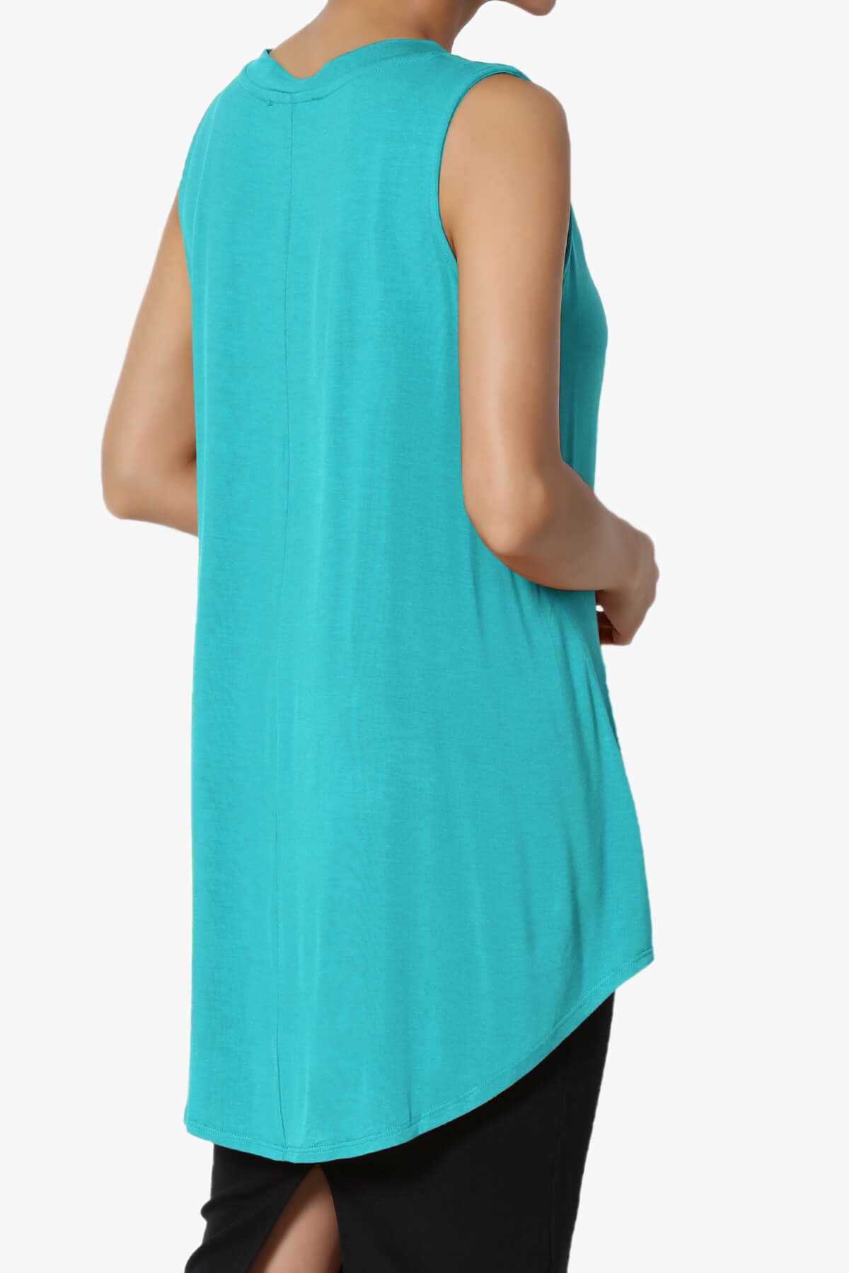 Myles Sleeveless V-Neck Luxe Jersey Top ICE BLUE_4