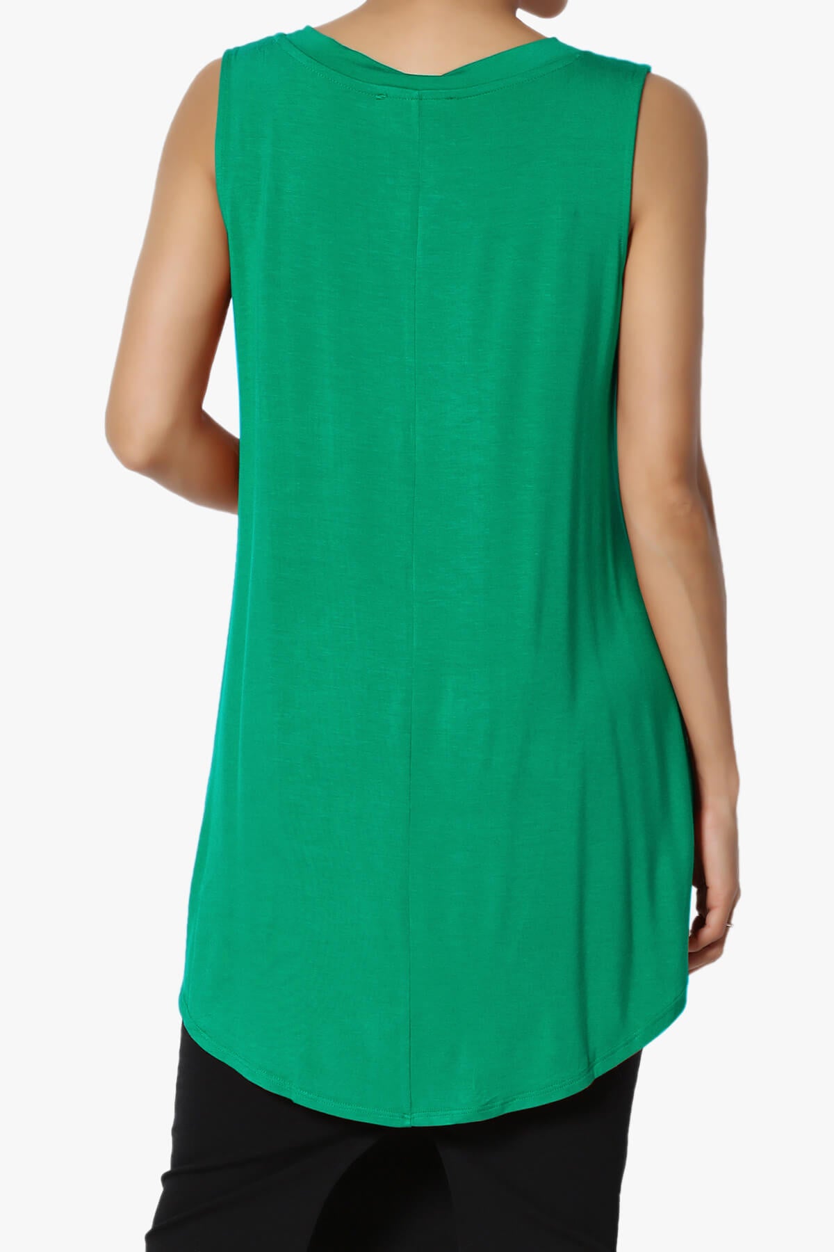 Myles Sleeveless V-Neck Luxe Jersey Top KELLY GREEN_2