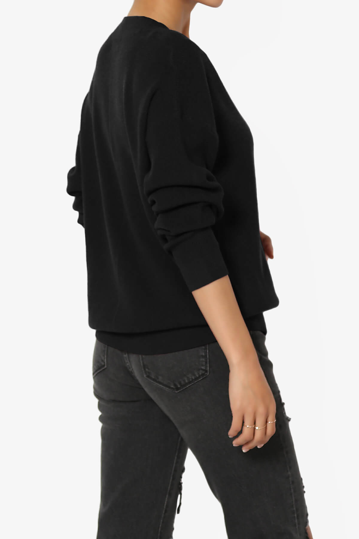 Nicky Micro Waffle Viscose Knit Cardigan BLACK_4