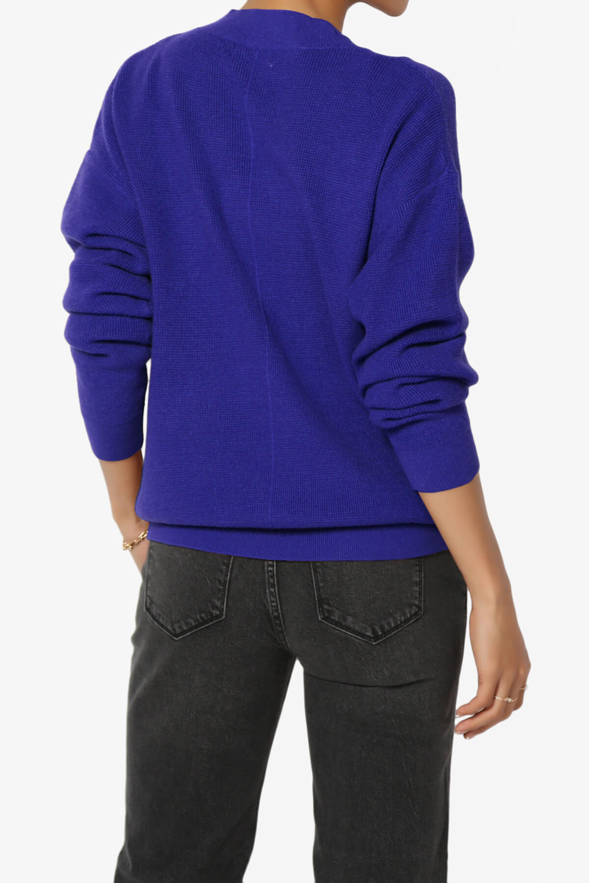 Nicky Micro Waffle Viscose Knit Cardigan BRIGHT BLUE_2