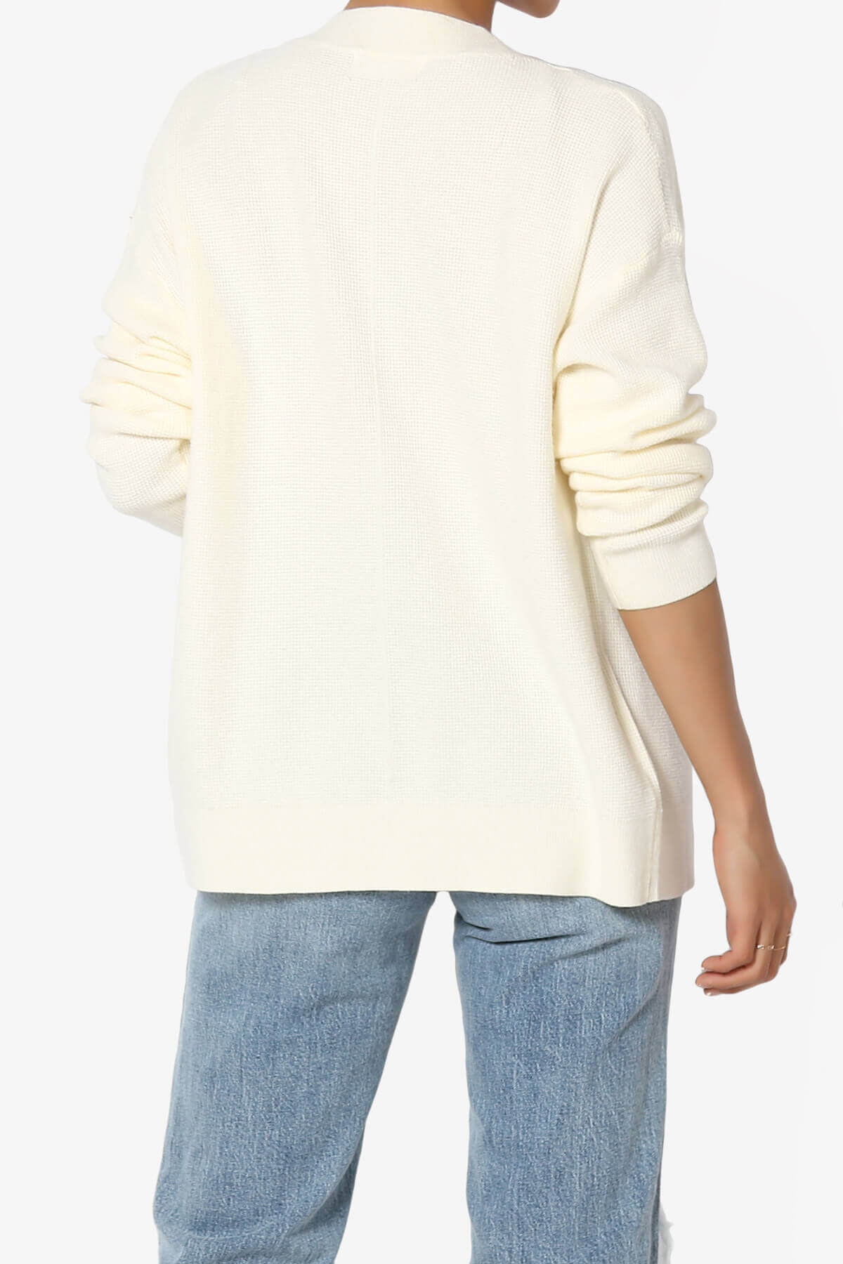 Nicky Micro Waffle Viscose Knit Cardigan CREAM_2