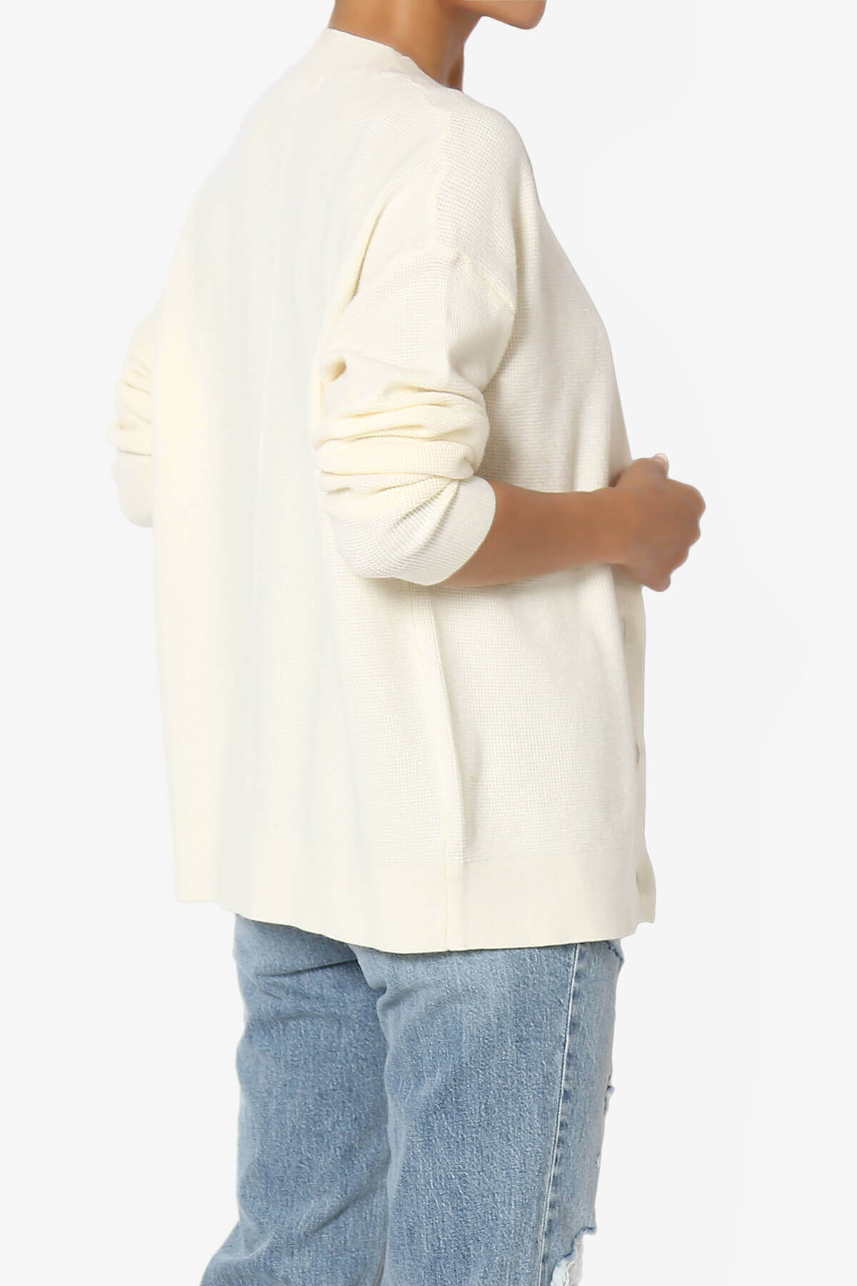 Nicky Micro Waffle Viscose Knit Cardigan CREAM_4