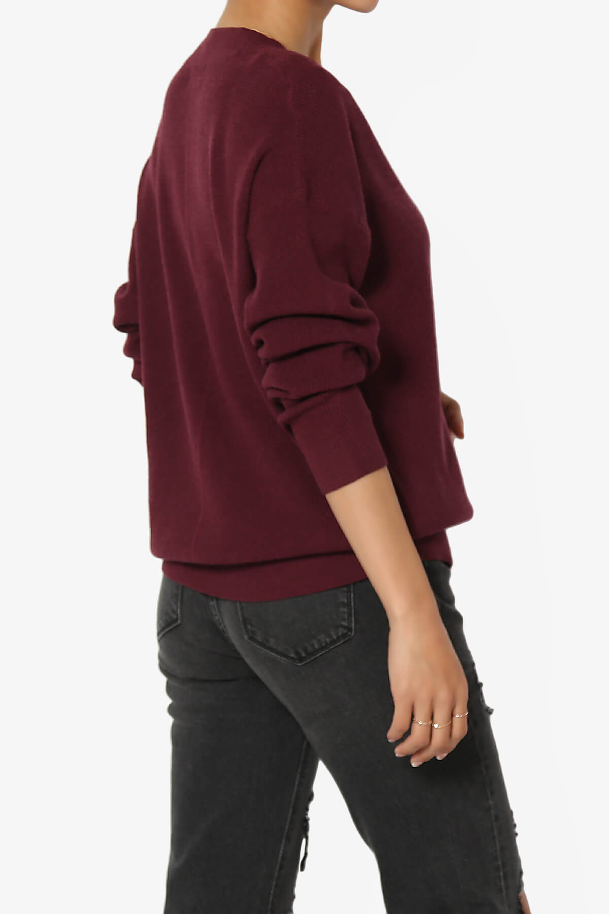 Nicky Micro Waffle Viscose Knit Cardigan DARK BURGUNDY_4