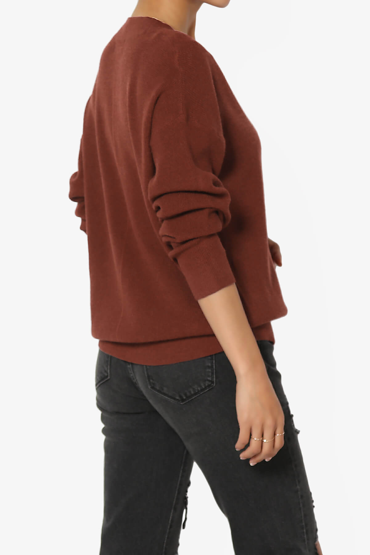 Nicky Micro Waffle Viscose Knit Cardigan DARK RUST_4
