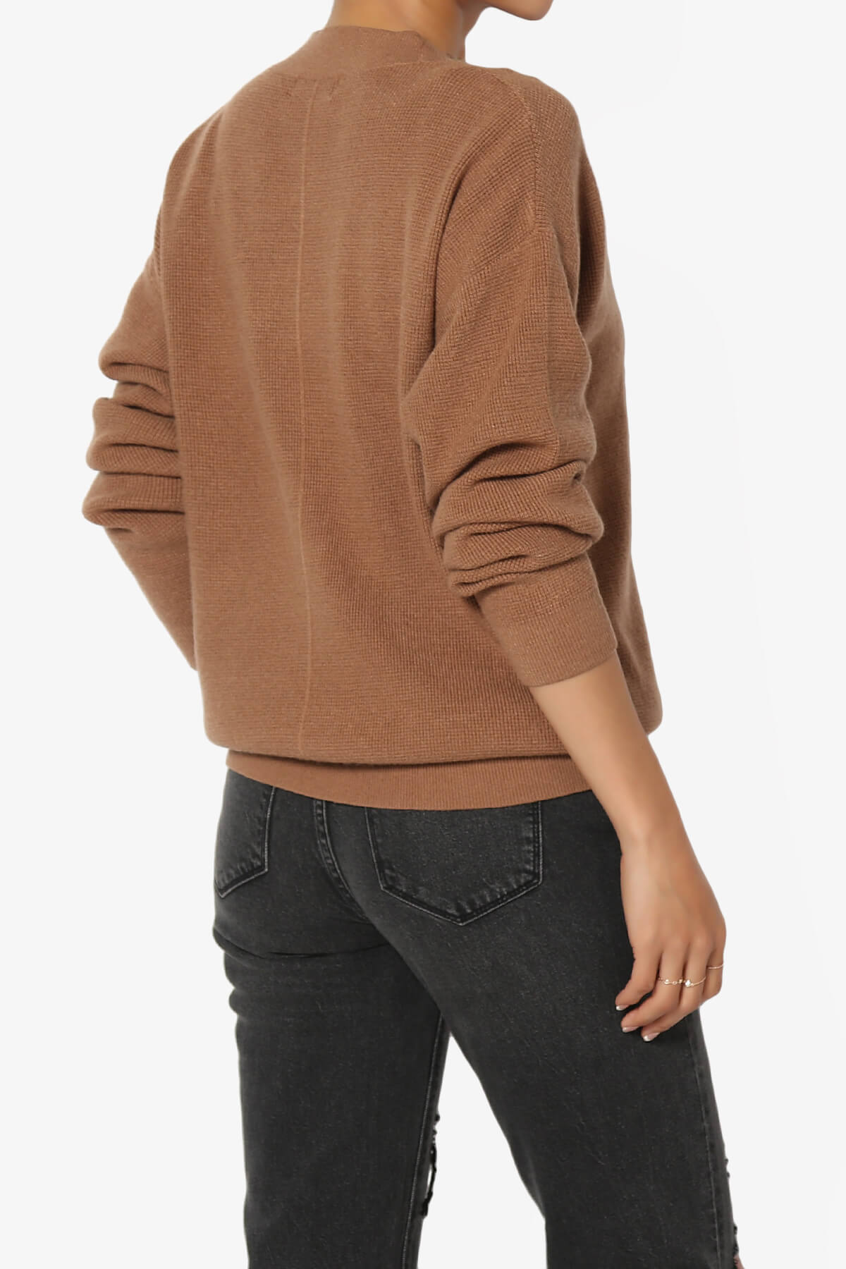 Nicky Micro Waffle Viscose Knit Cardigan DEEP CAMEL_4