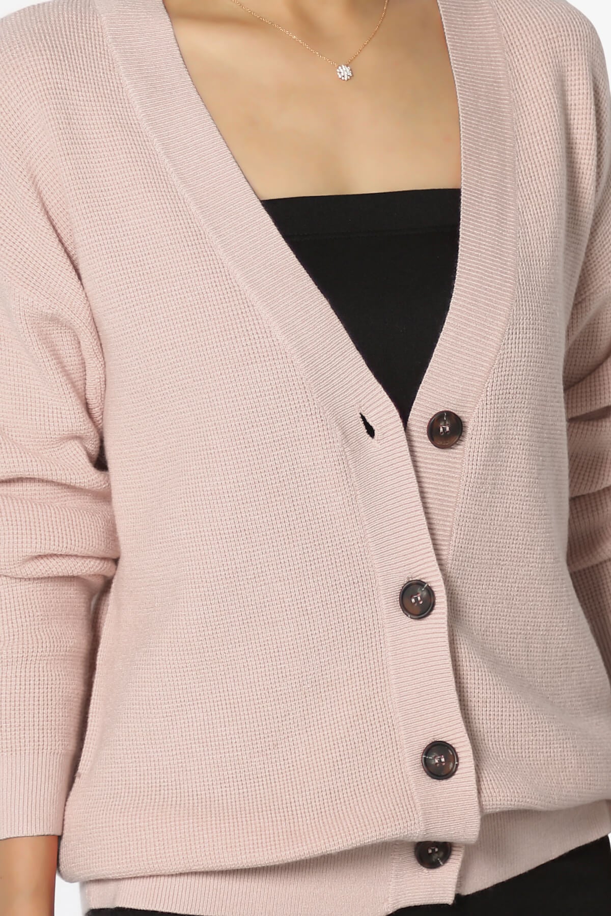 Nicky Micro Waffle Viscose Knit Cardigan DUSTY BLUSH_5