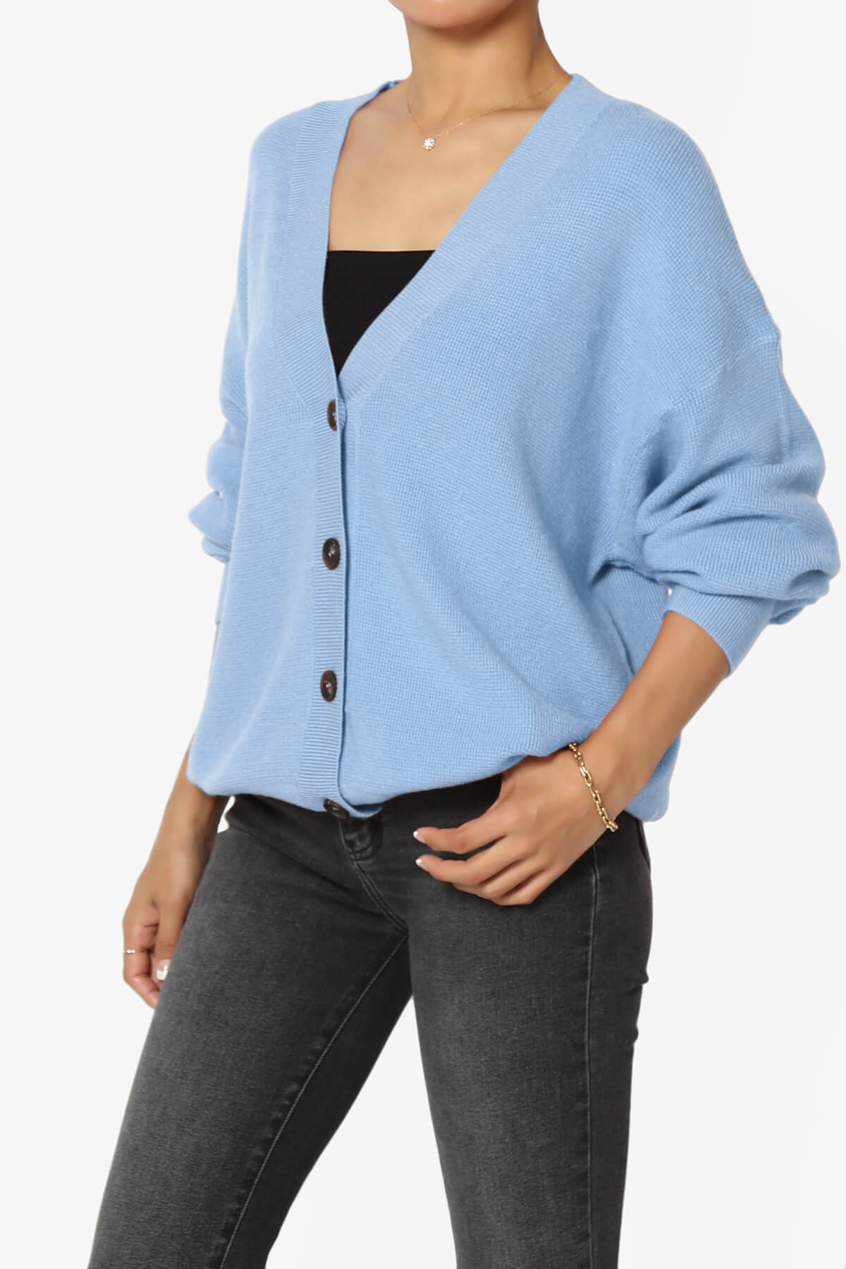 Nicky Micro Waffle Viscose Knit Cardigan LIGHT BLUE_3