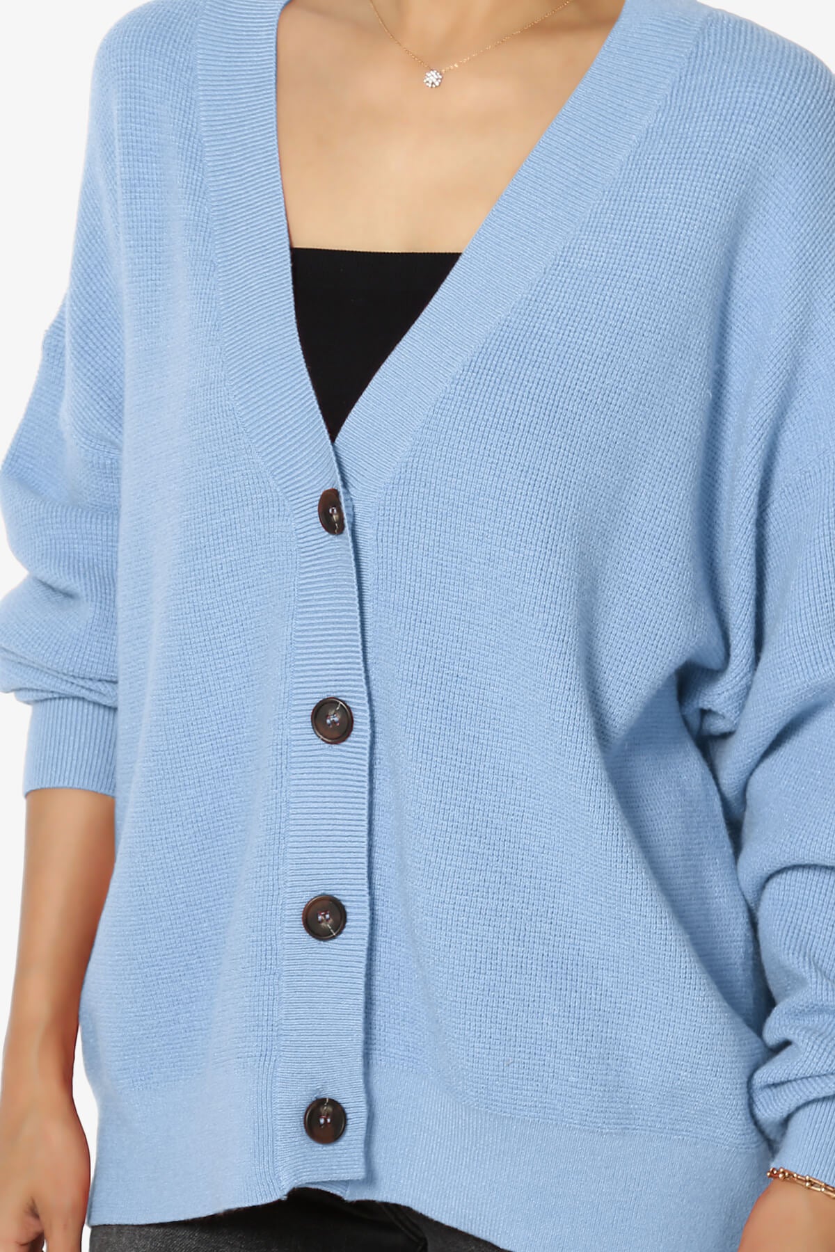 Nicky Micro Waffle Viscose Knit Cardigan LIGHT BLUE_5