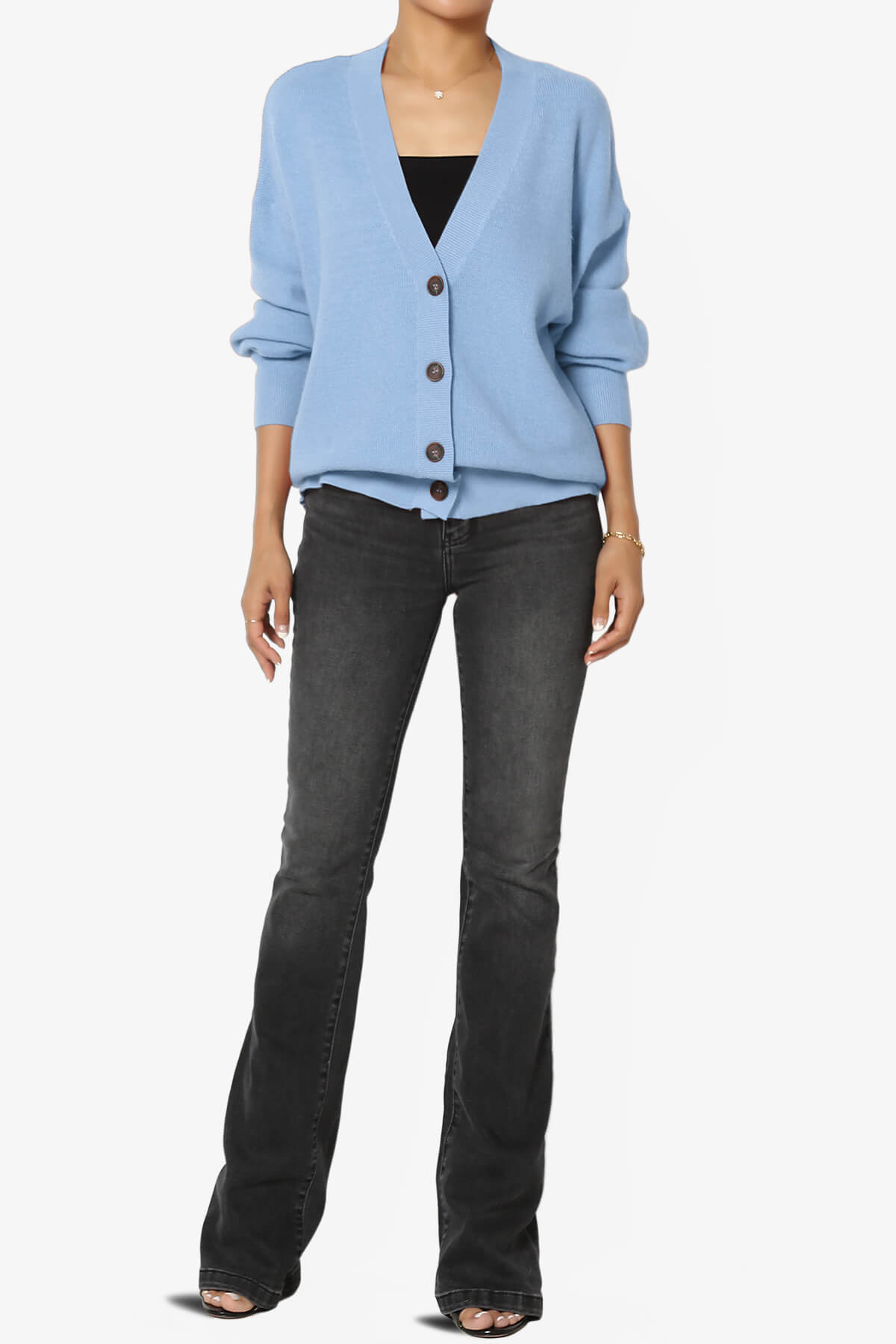 Nicky Micro Waffle Viscose Knit Cardigan LIGHT BLUE_6