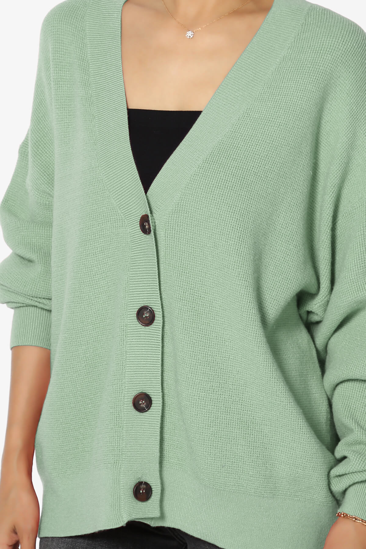 Nicky Micro Waffle Viscose Knit Cardigan LIGHT JADE_5