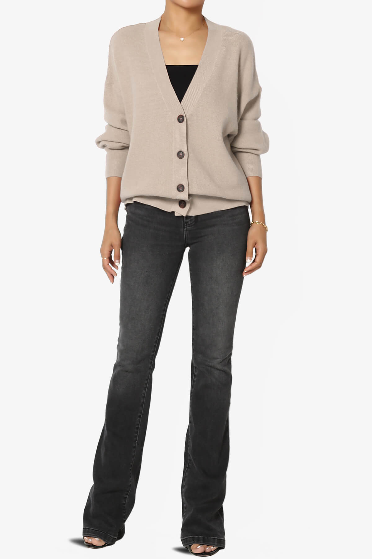 Nicky Micro Waffle Viscose Knit Cardigan LIGHT MOCHA_6