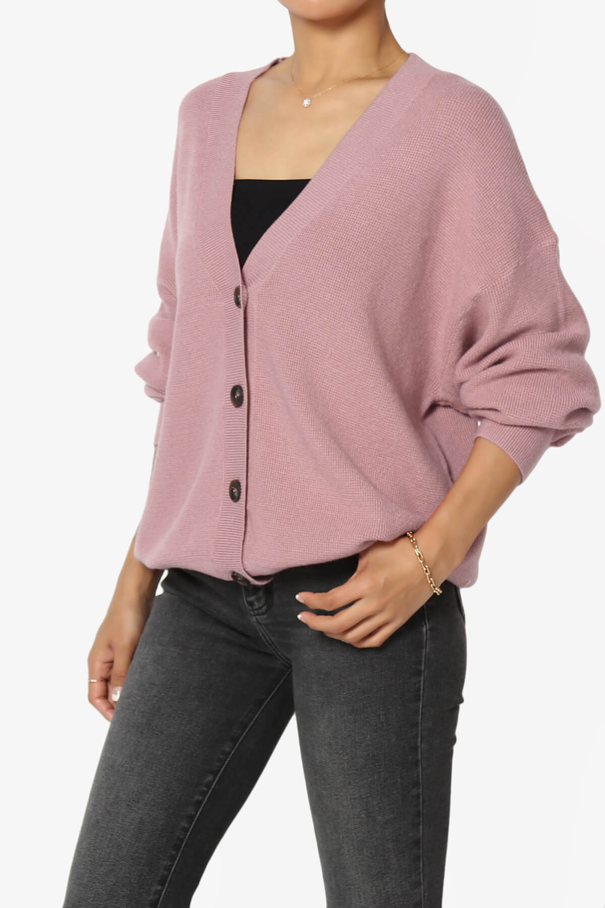 Nicky Micro Waffle Viscose Knit Cardigan LIGHT ROSE_3