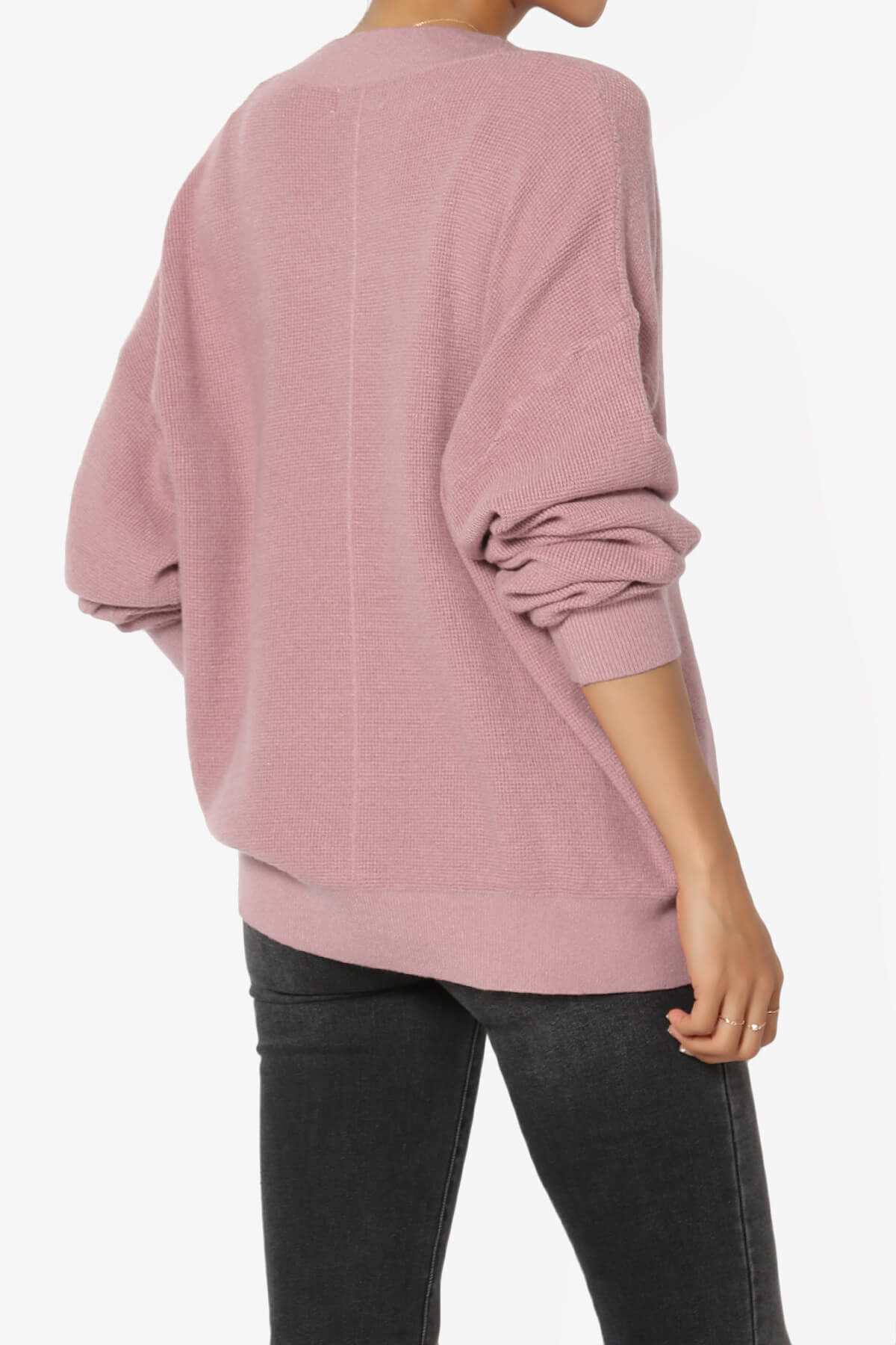 Nicky Micro Waffle Viscose Knit Cardigan LIGHT ROSE_4