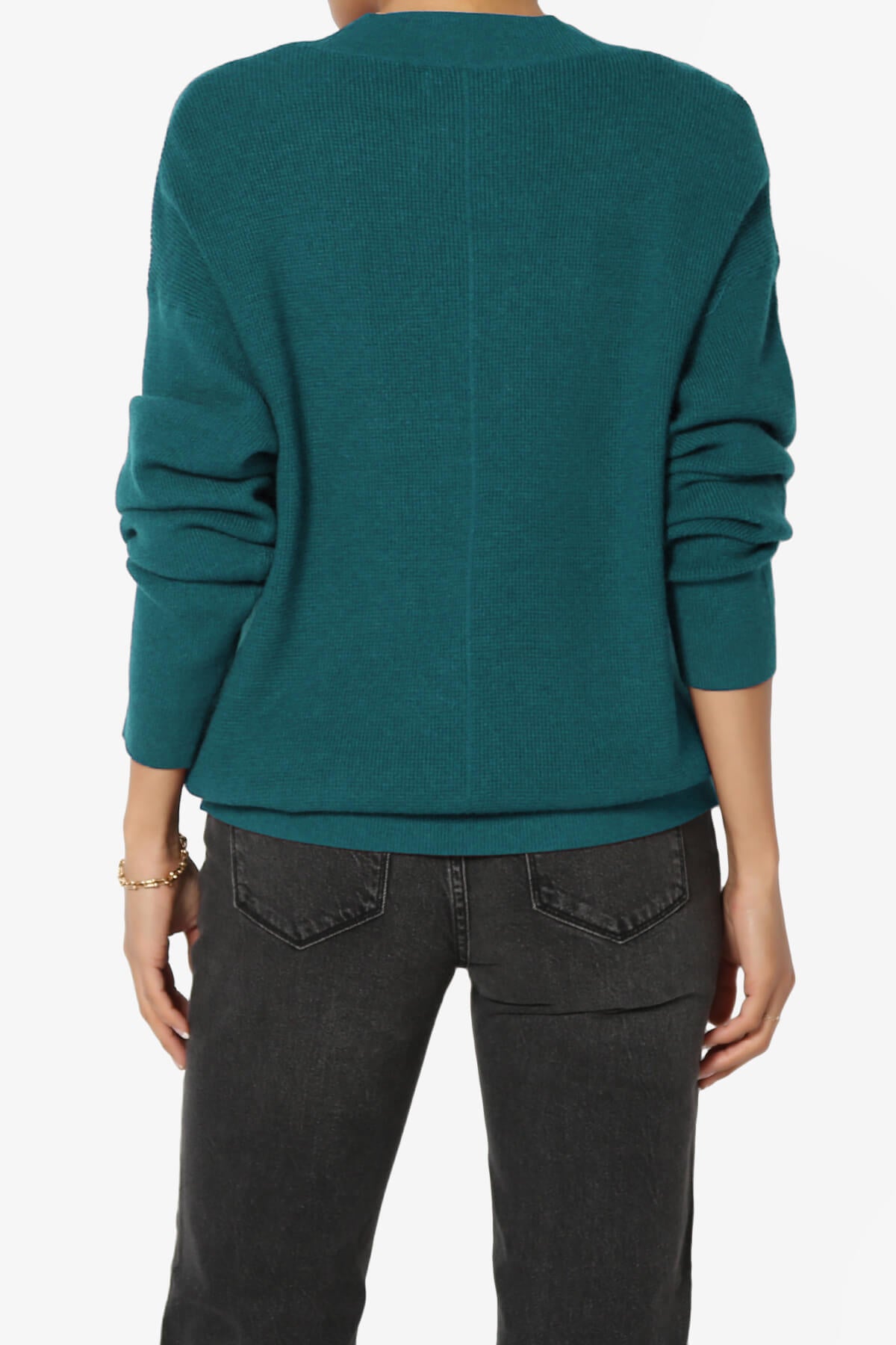 Nicky Micro Waffle Viscose Knit Cardigan TEAL_2