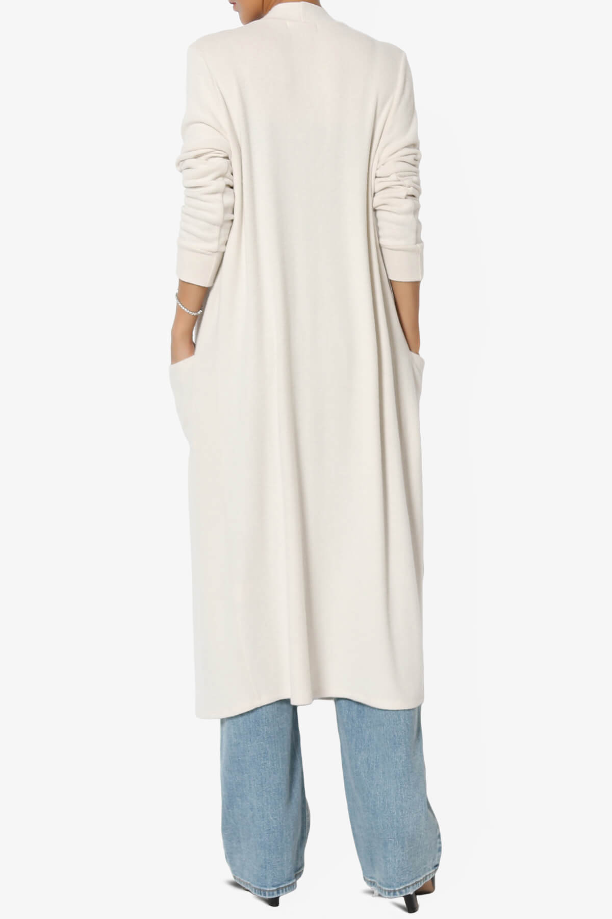 Noelle Extra Long Duster Knit Cardigan BEIGE_2